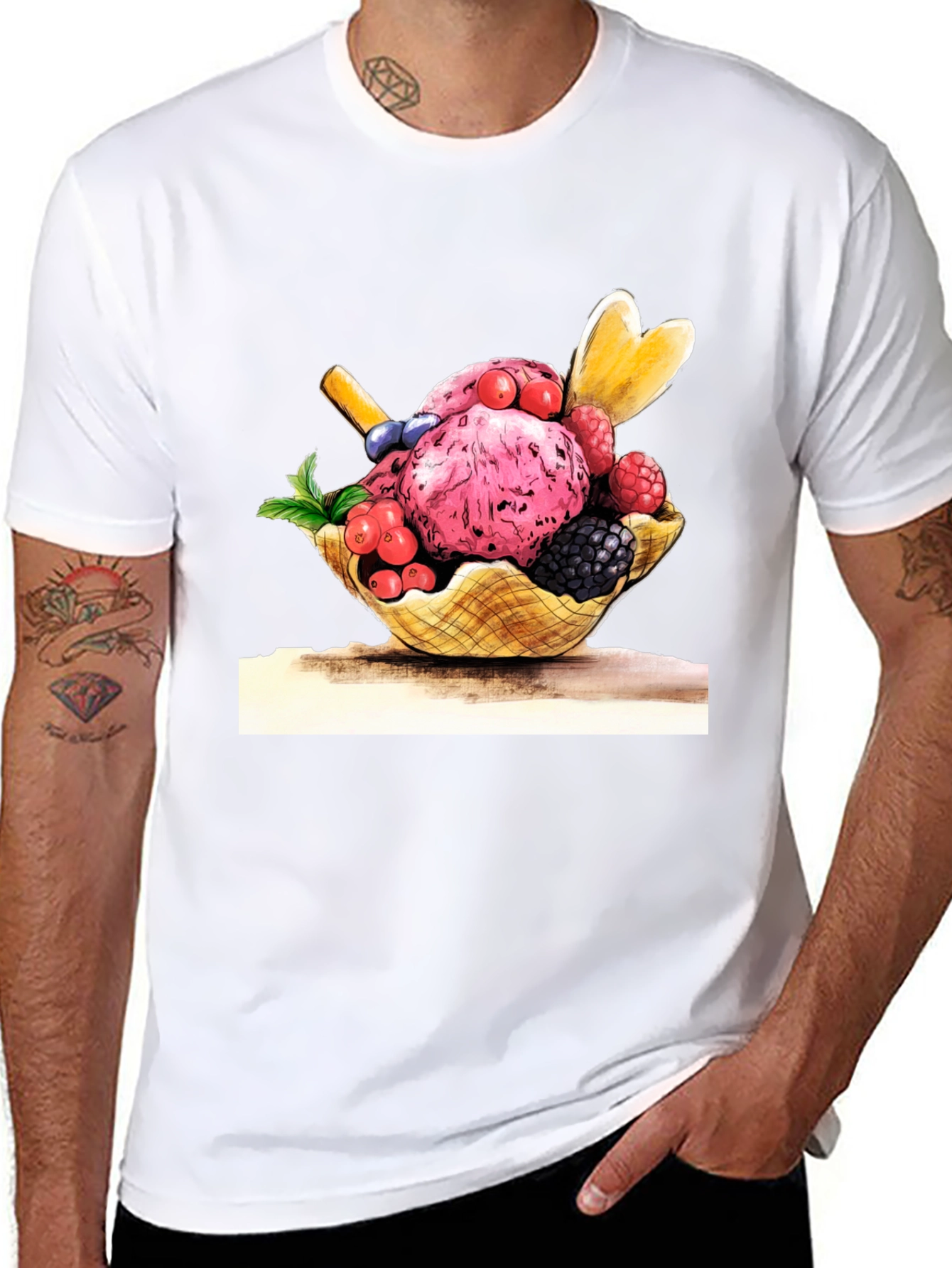 Ice Cream Graphic Black T-Shirt