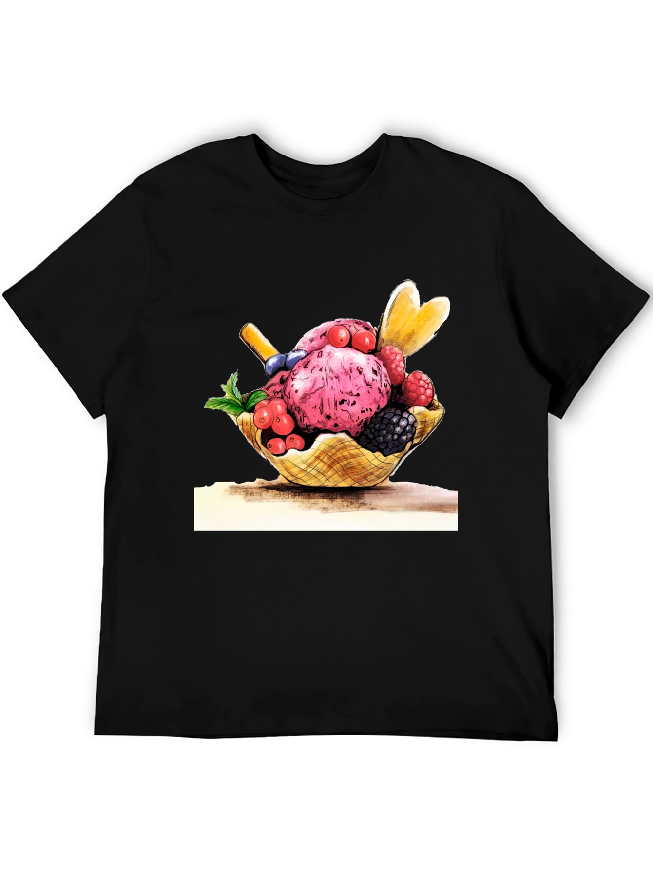 Ice Cream Graphic Black T-Shirt