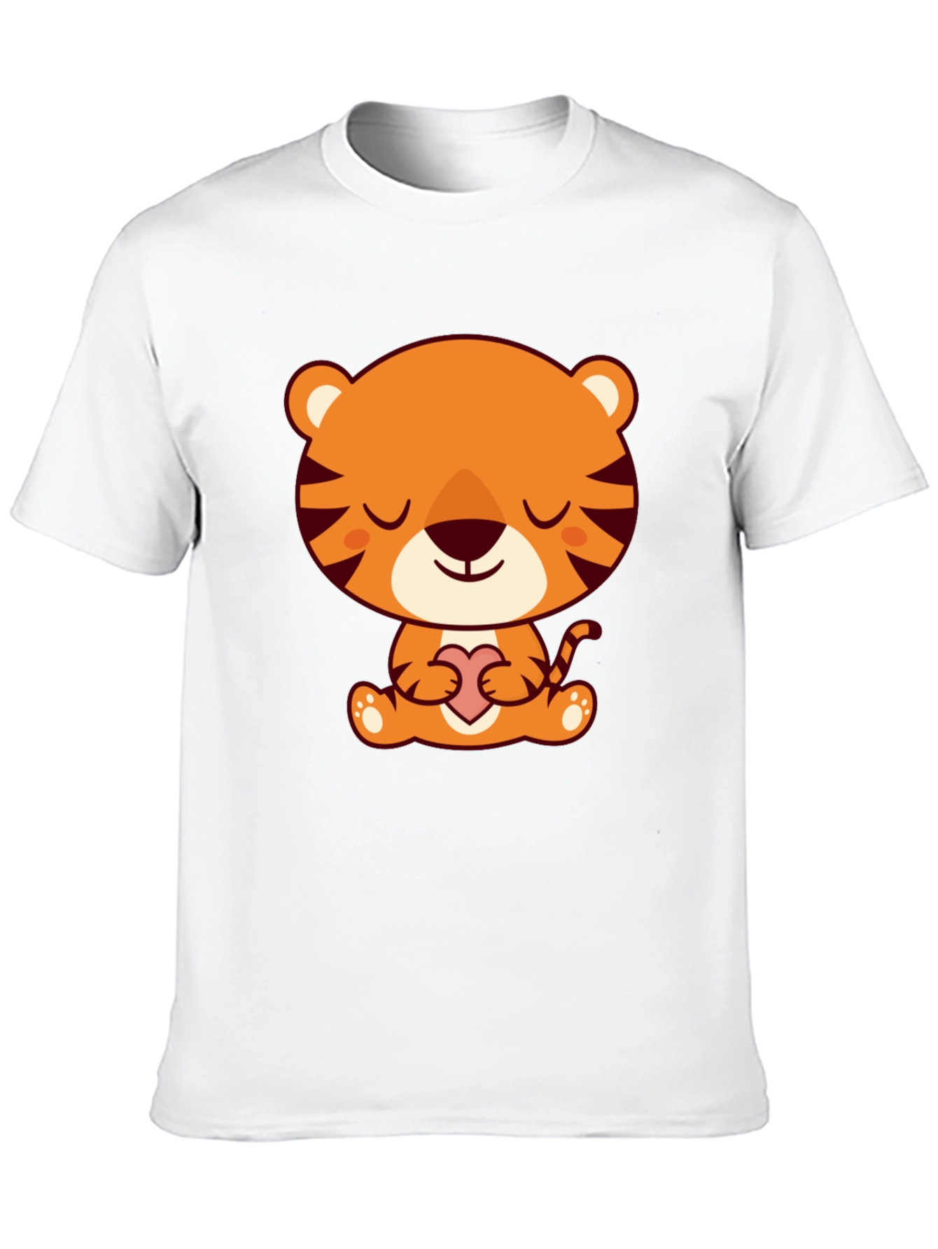 Cute Cartoon Tiger Holding Heart T-Shirt