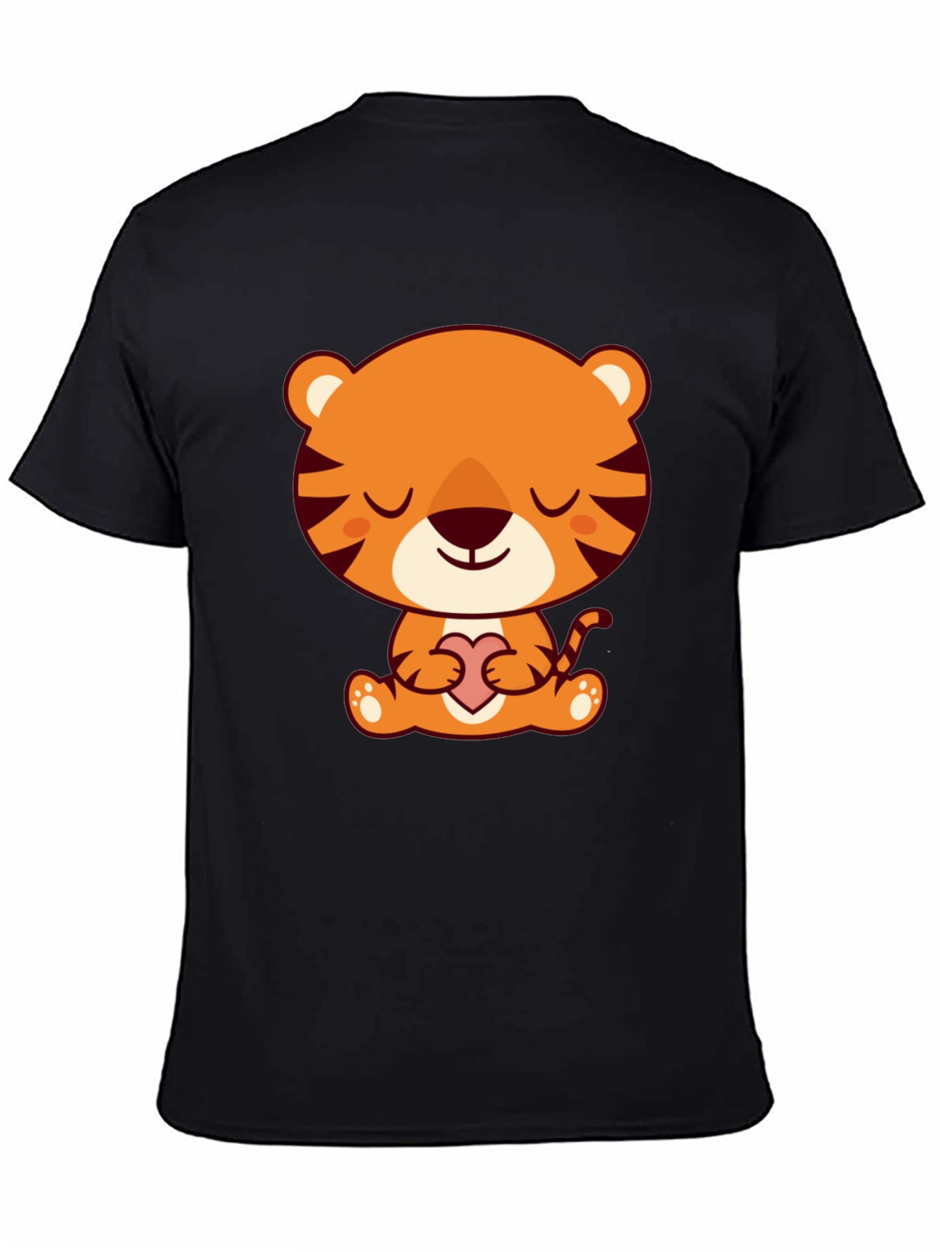 Cute Cartoon Tiger Holding Heart T-Shirt