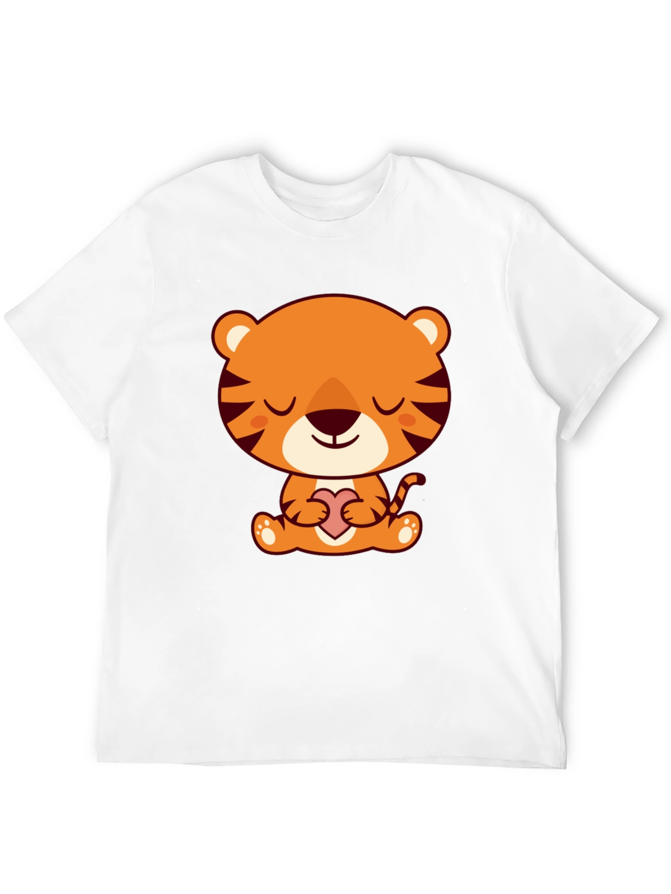 Cute Cartoon Tiger Holding Heart T-Shirt