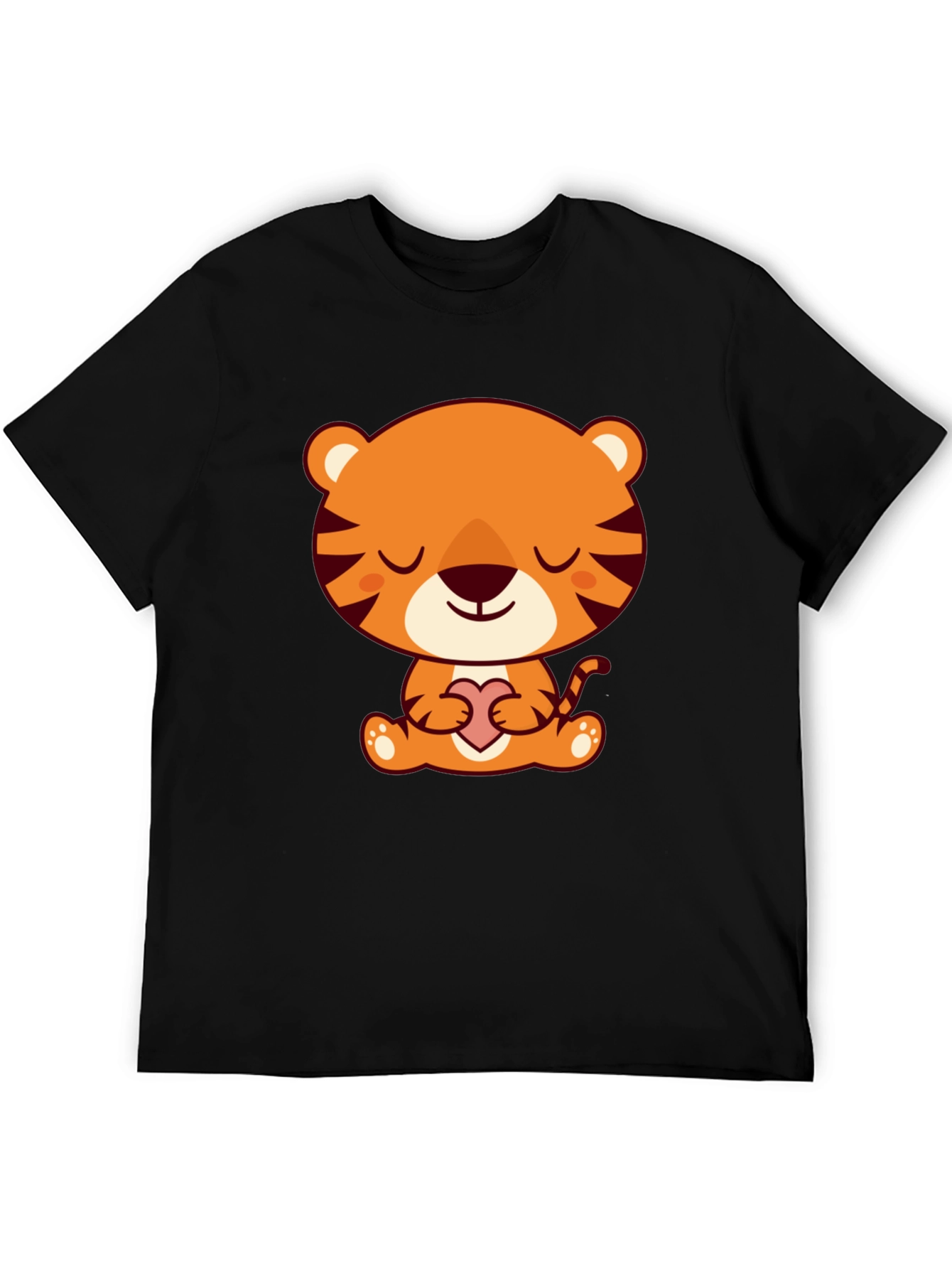Cute Cartoon Tiger Holding Heart T-Shirt