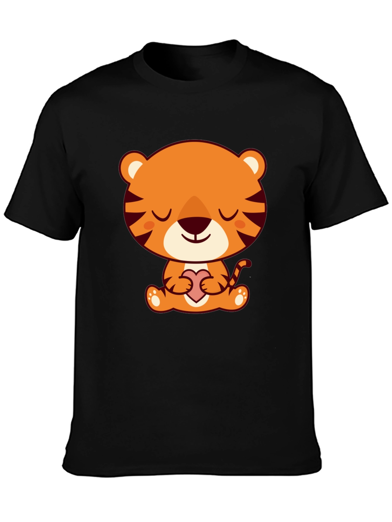 Cute Cartoon Tiger Holding Heart T-Shirt