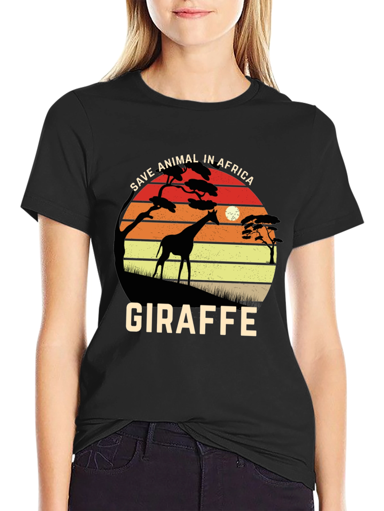 Save African Animals Giraffe Graphic T-Shirt