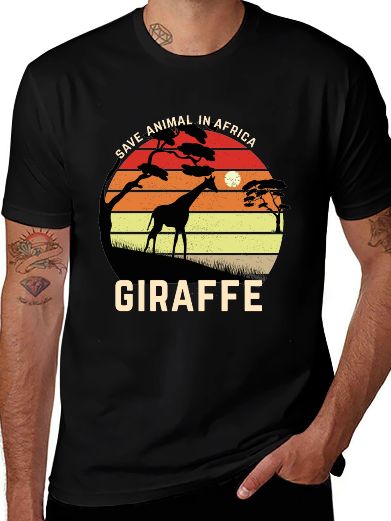 Save African Animals Giraffe Graphic T-Shirt