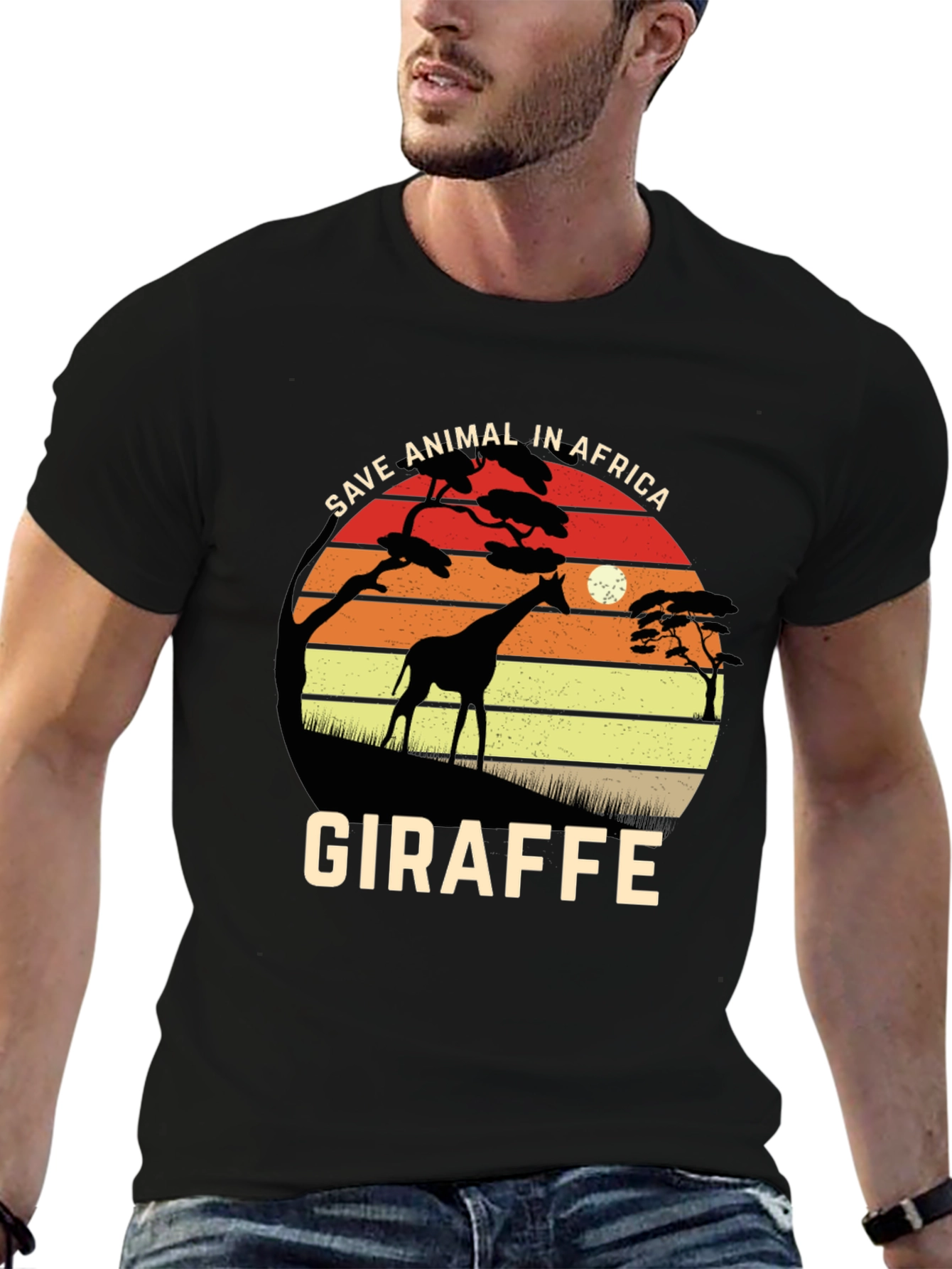 Save African Animals Giraffe Graphic T-Shirt