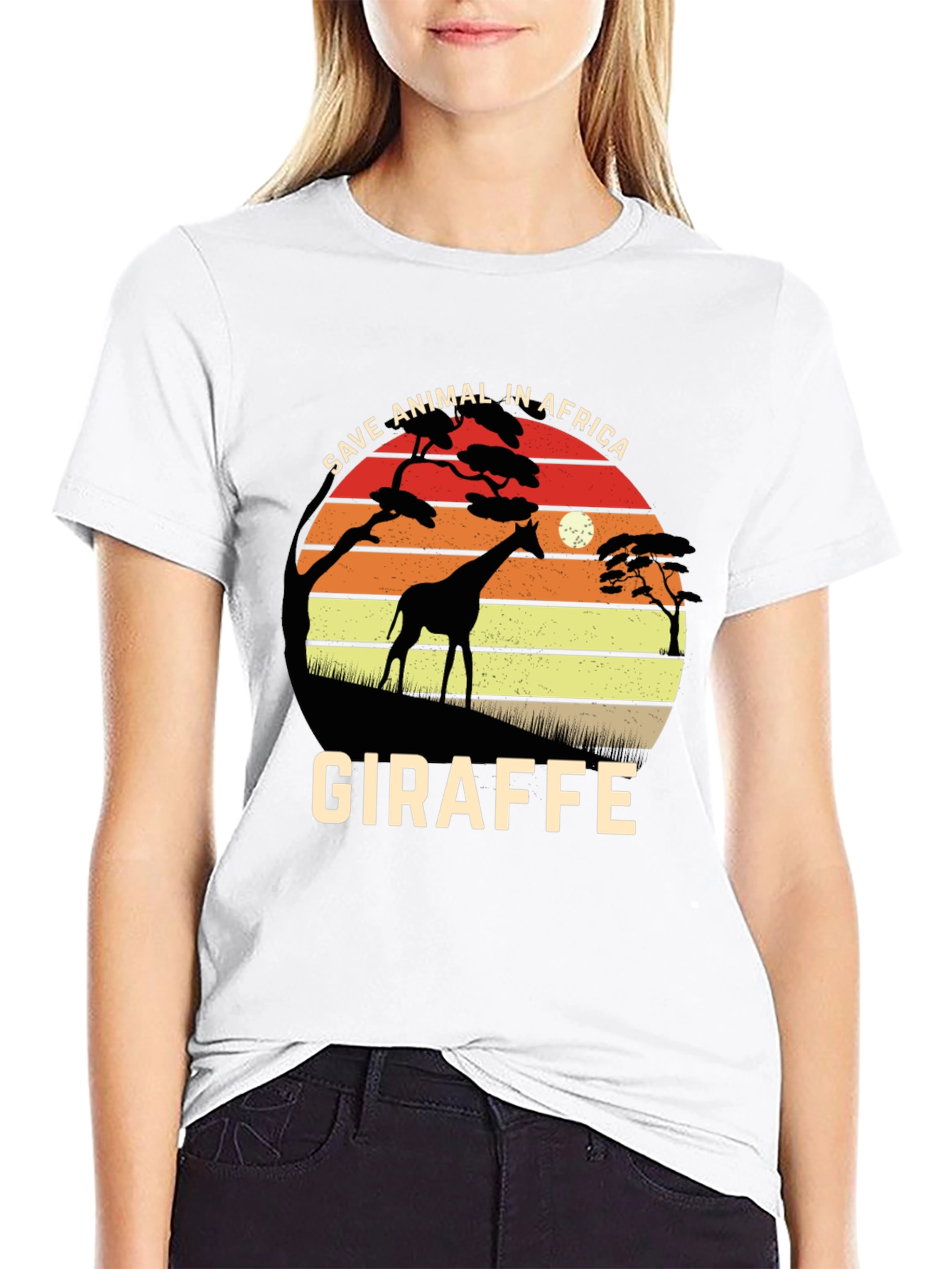 Save African Animals Giraffe Graphic T-Shirt