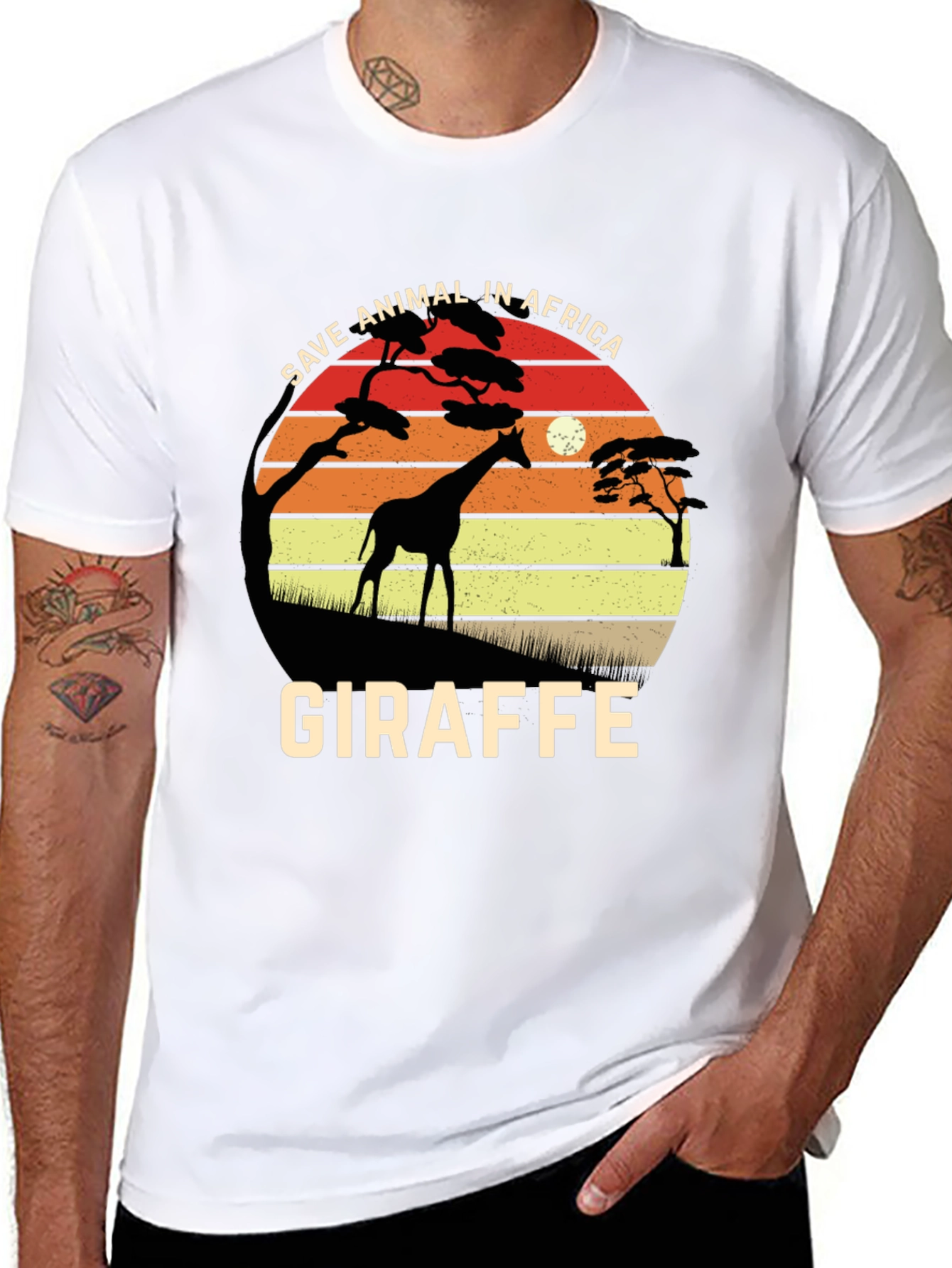 Save African Animals Giraffe Graphic T-Shirt