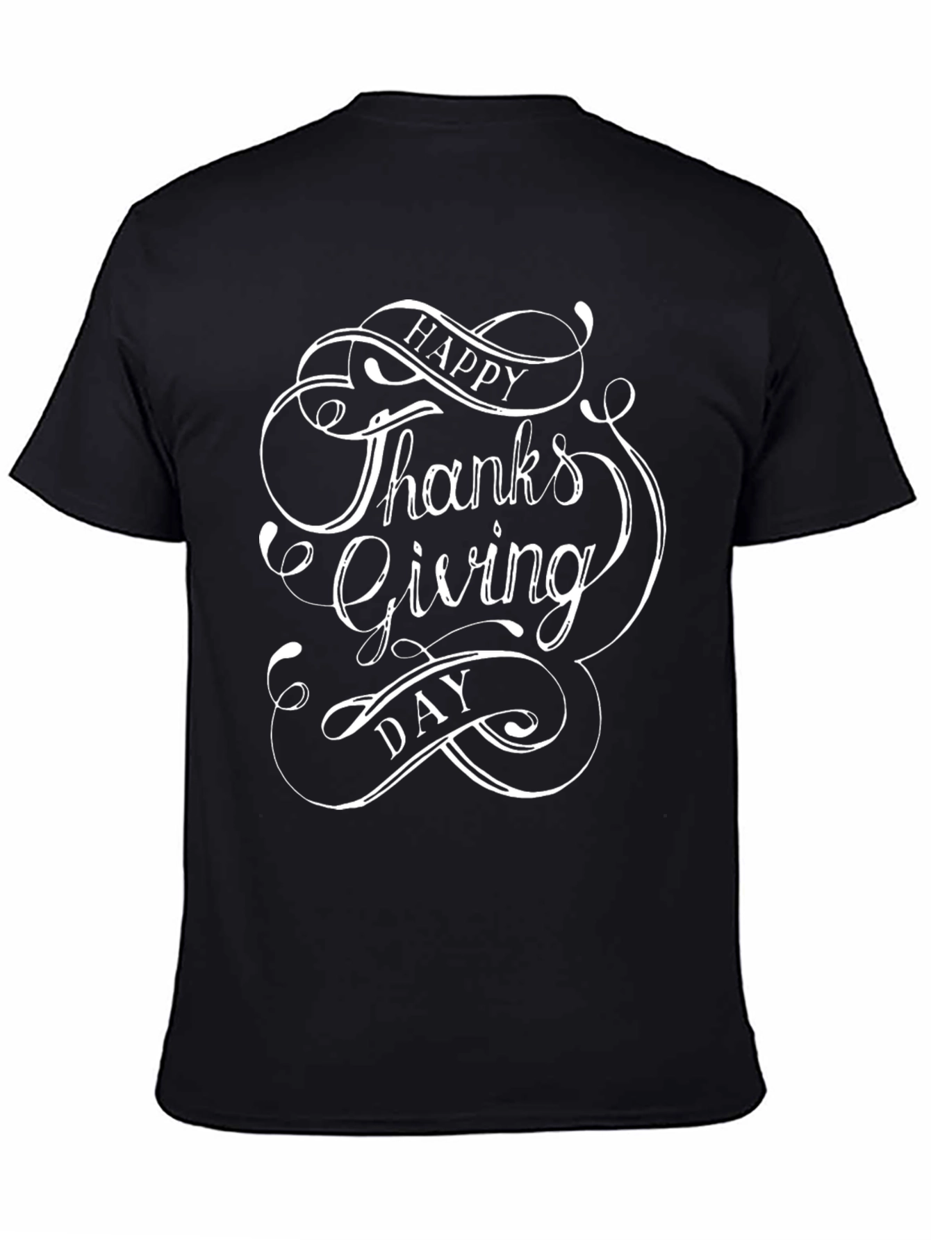 Happy Thanksgiving Day Graphic Tee - Black