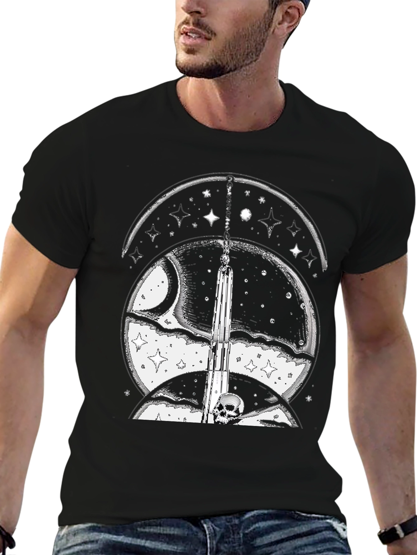 Mystic Moon Skull Graphic Tee