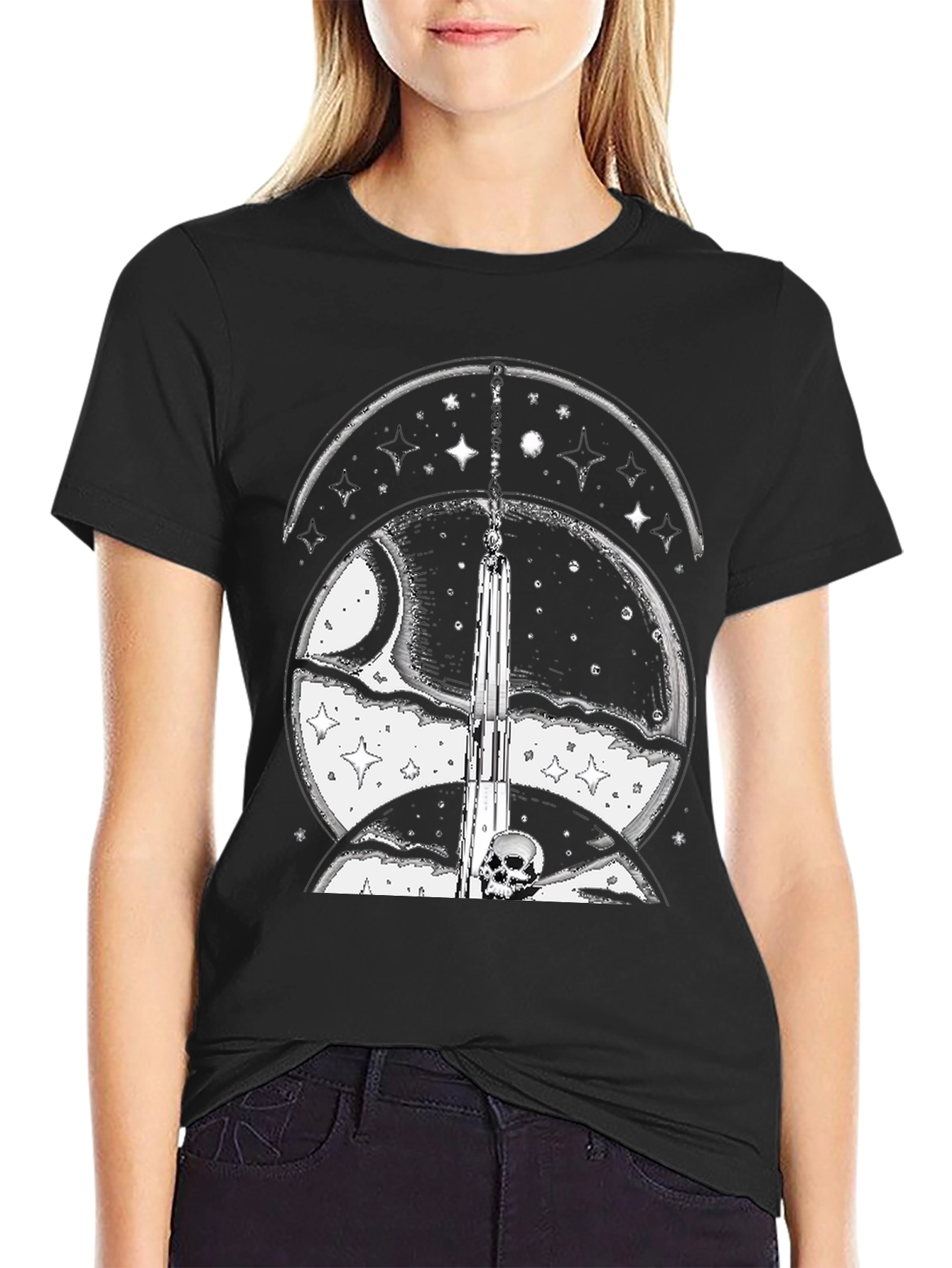 Mystic Moon Skull Graphic Tee