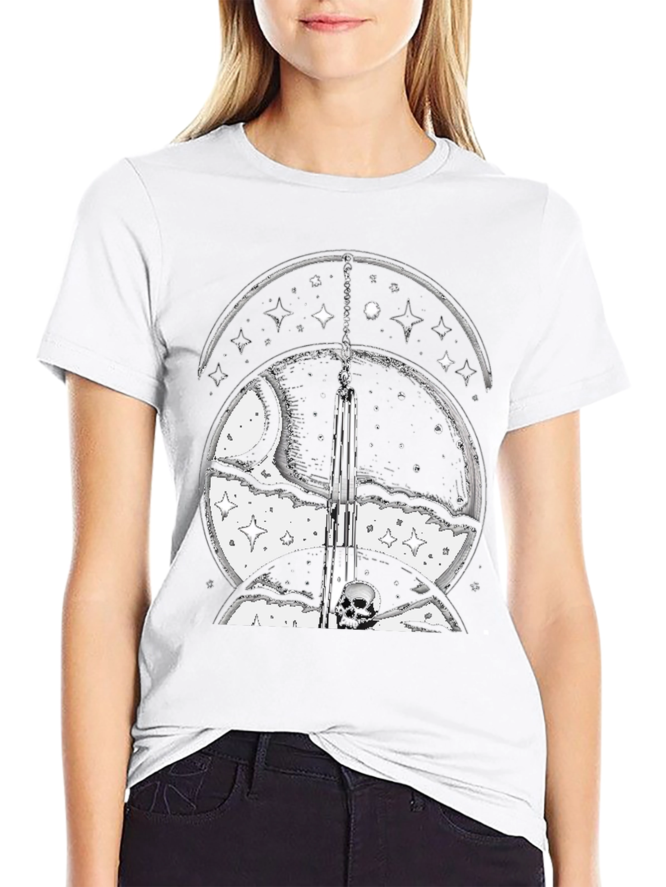 Mystic Moon Skull Graphic Tee