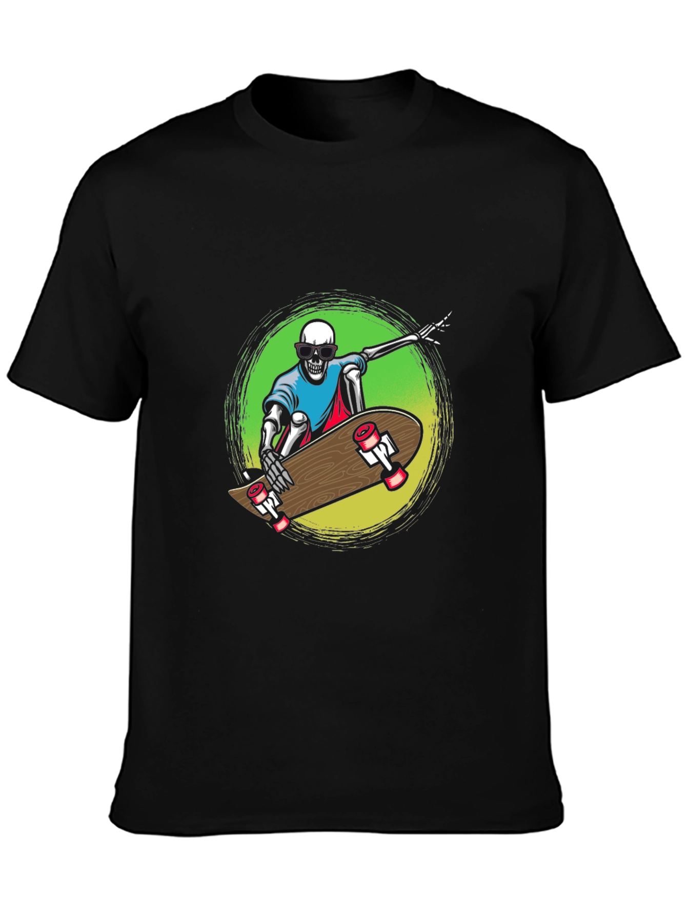 Skeleton Skateboard Graphic Tee - Black