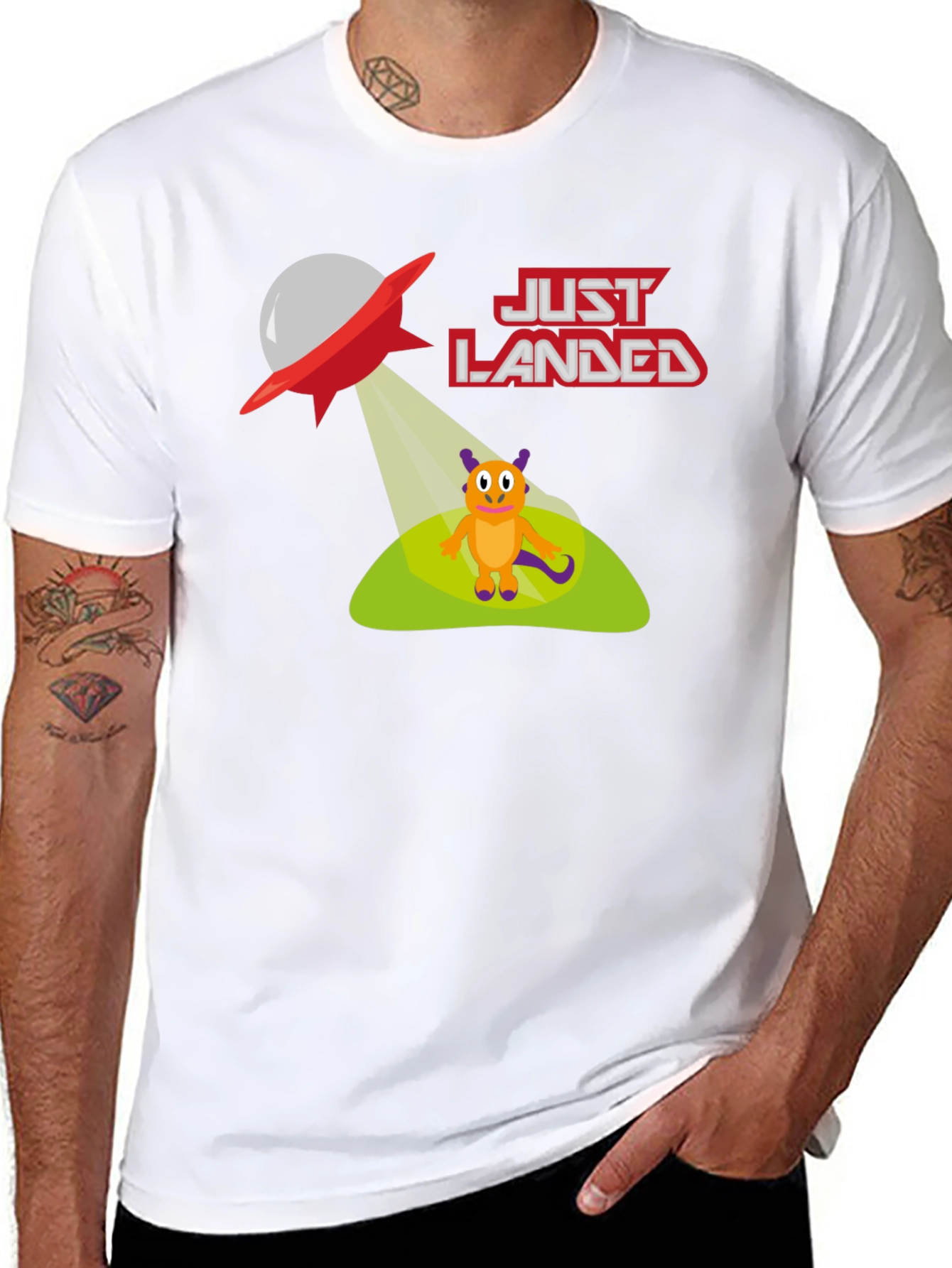 Just Landed Alien T-Shirt - Black Cotton Tee