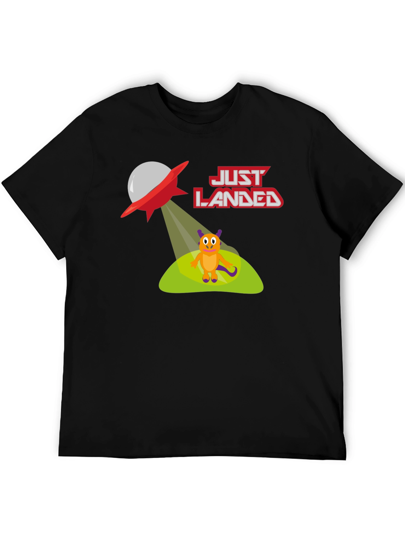 Just Landed Alien T-Shirt - Black Cotton Tee