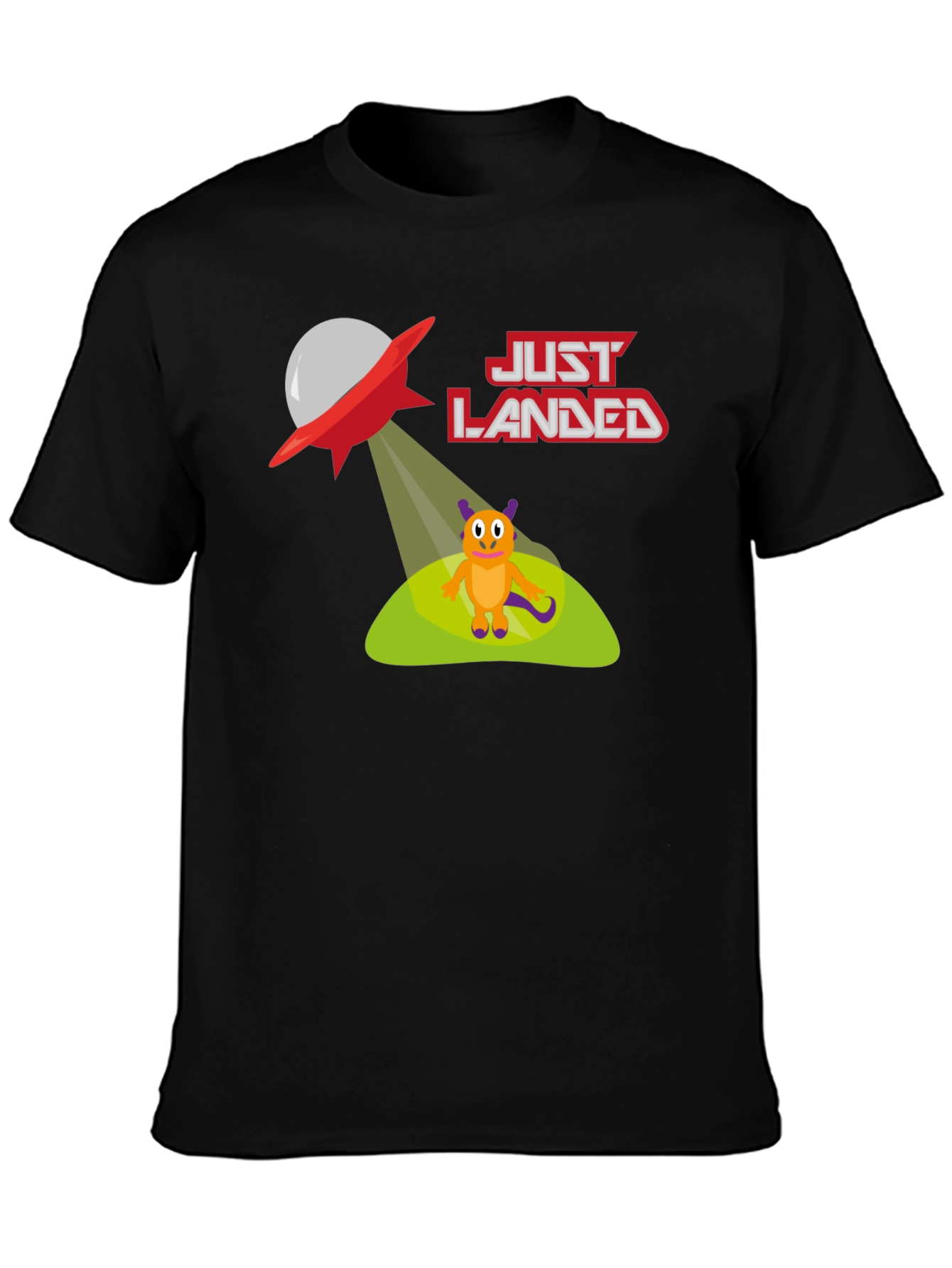 Just Landed Alien T-Shirt - Black Cotton Tee