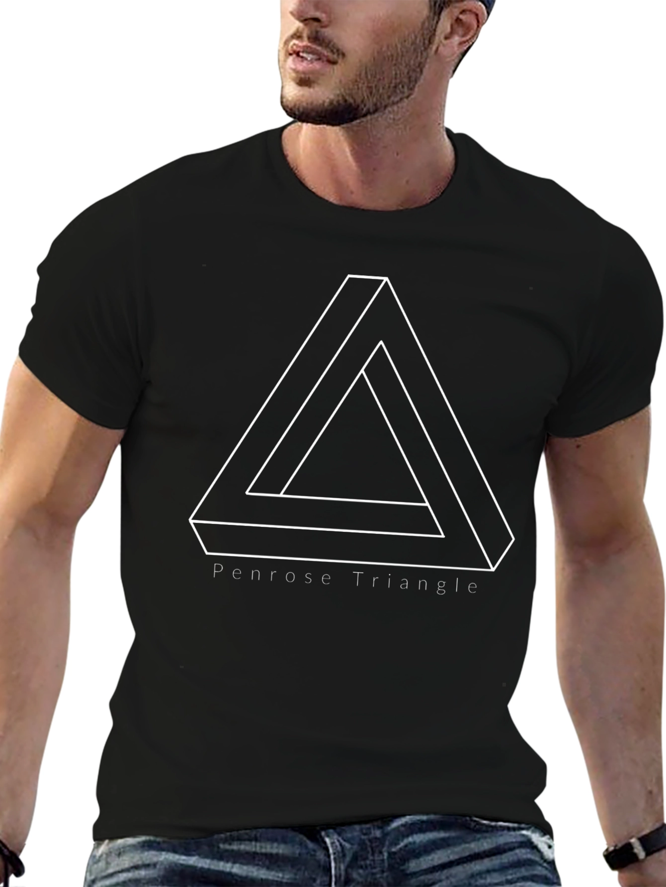 Penrose Triangle Black T-Shirt - Optical Illusion Tee