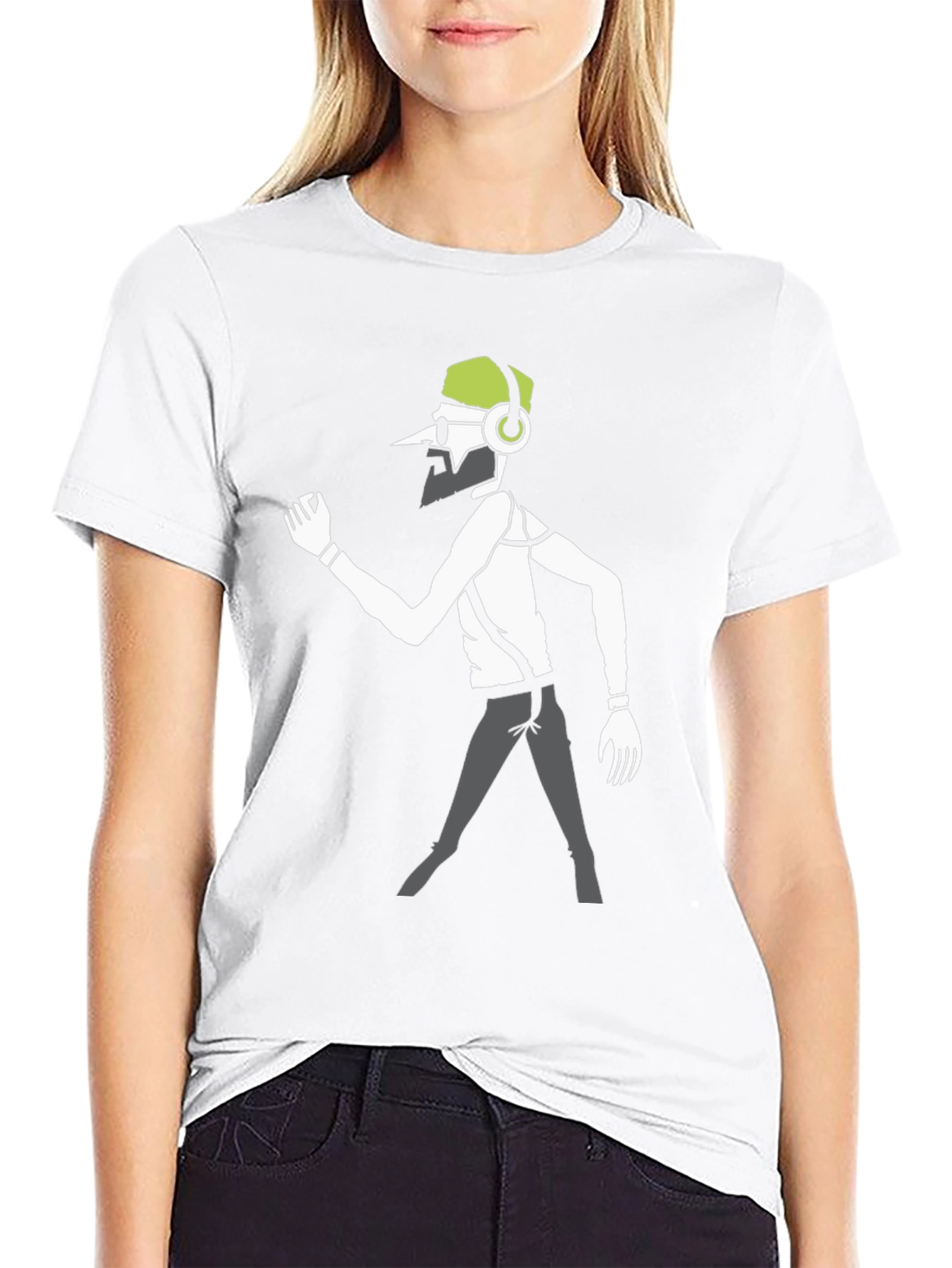 Funky DJ Graphic Tee - Black Cotton Casual Wear