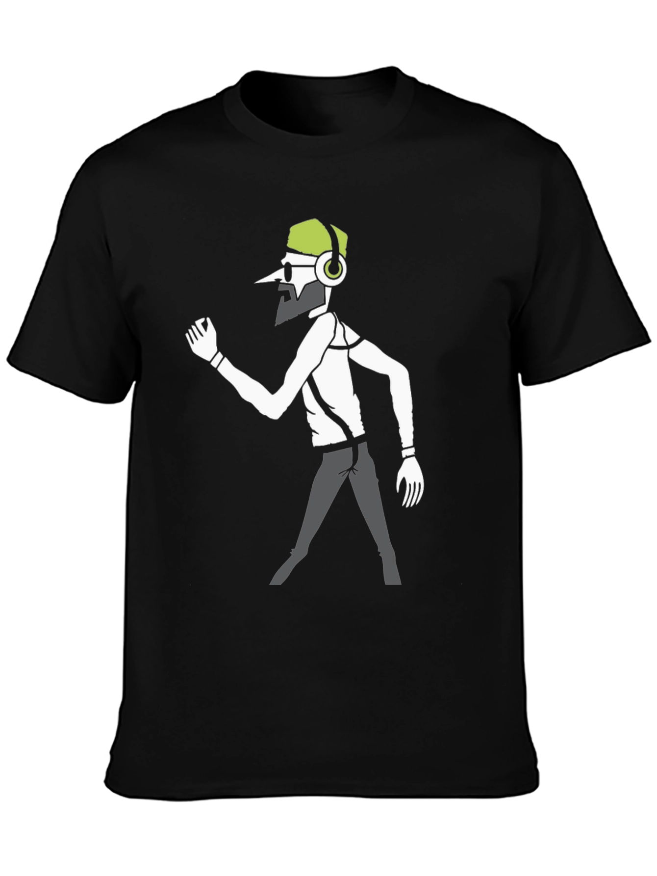 Funky DJ Graphic Tee - Black Cotton Casual Wear