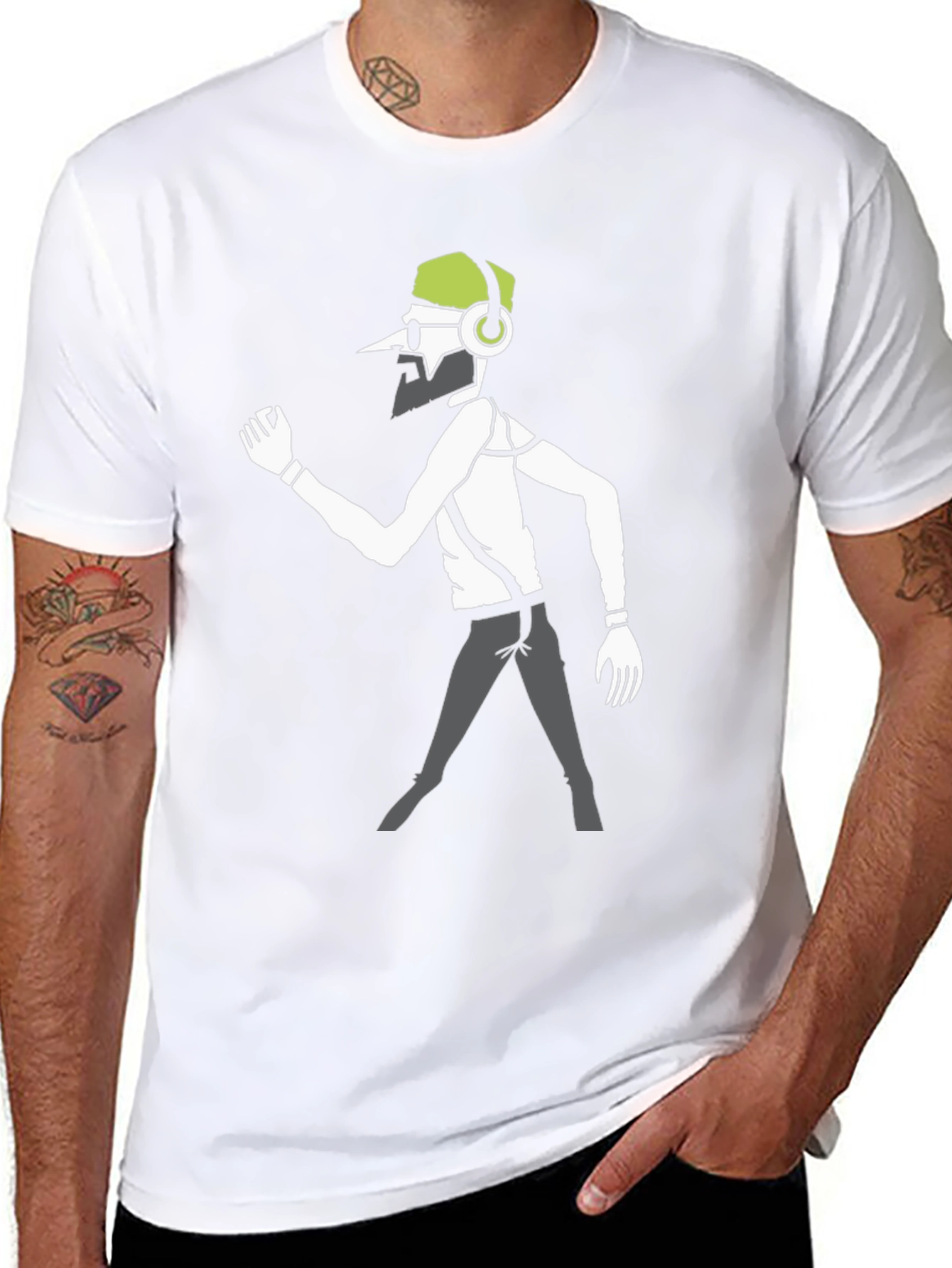 Funky DJ Graphic Tee - Black Cotton Casual Wear
