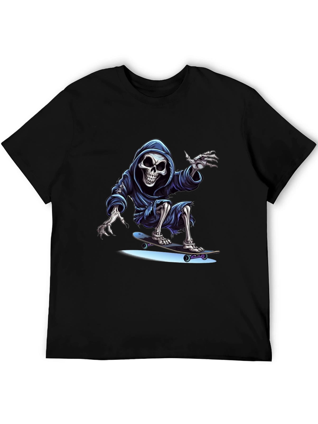 Skateboarding Grim Reaper Graphic Tee - Cool Skeleton Shirt
