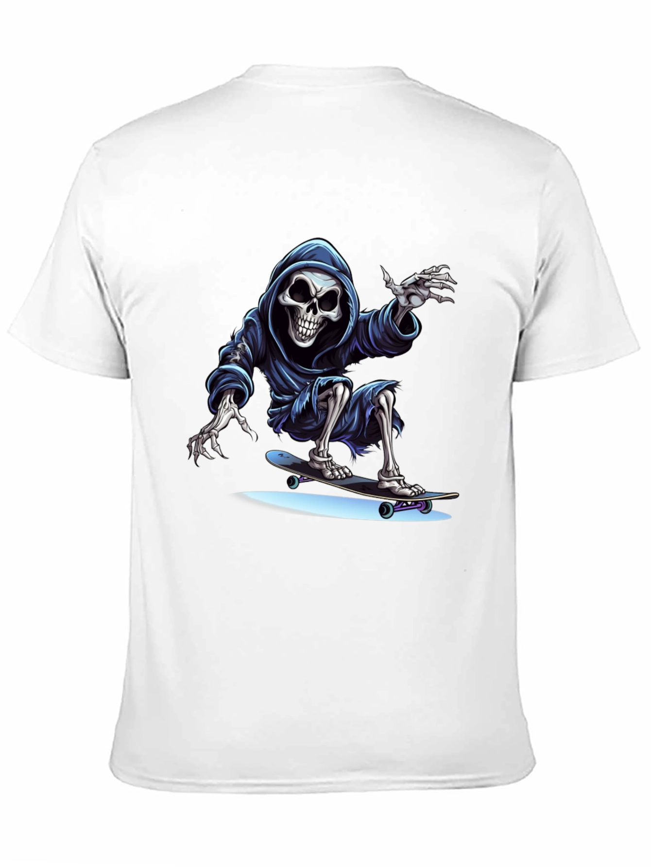 Skateboarding Grim Reaper Graphic Tee - Cool Skeleton Shirt
