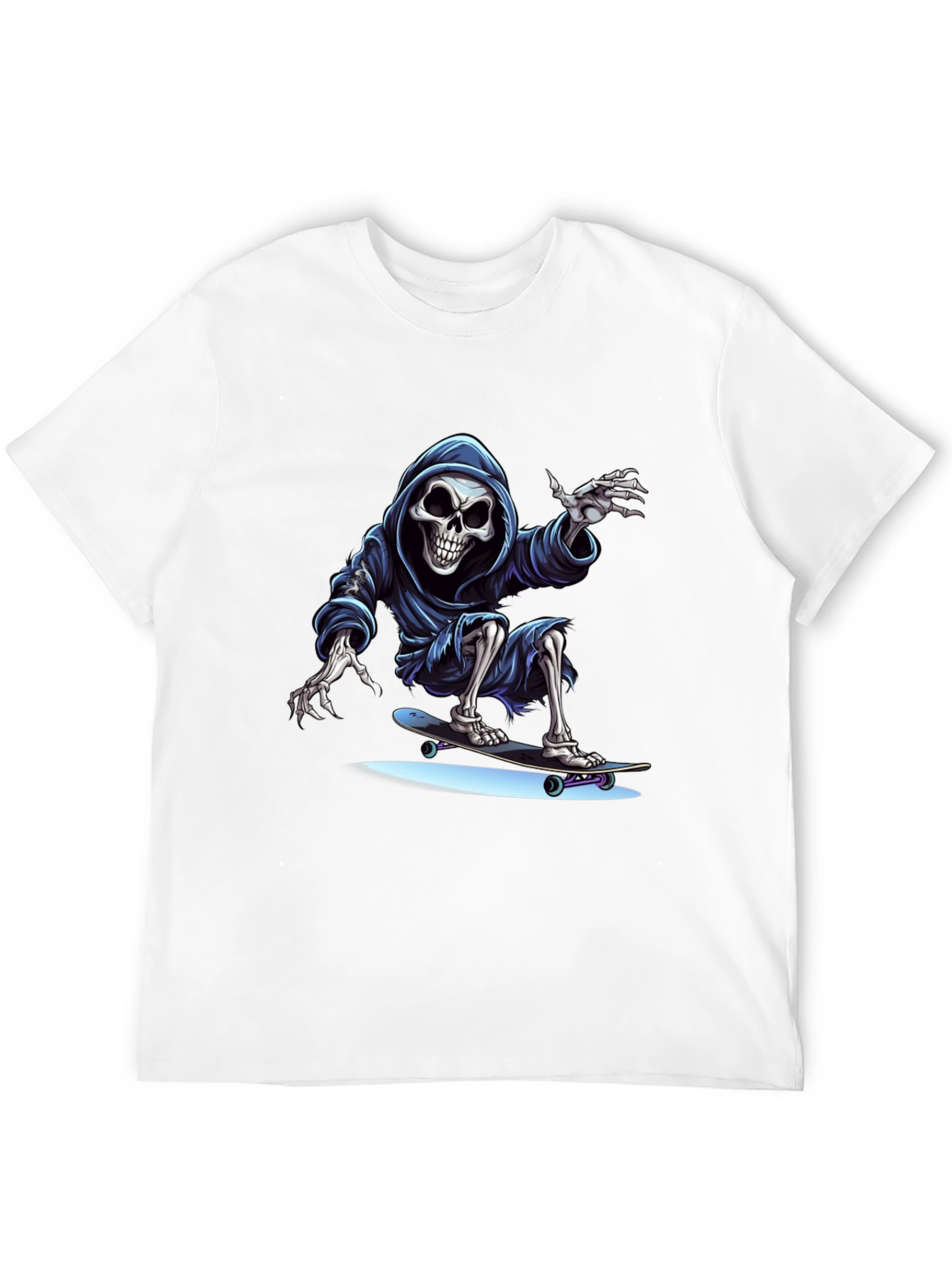 Skateboarding Grim Reaper Graphic Tee - Cool Skeleton Shirt