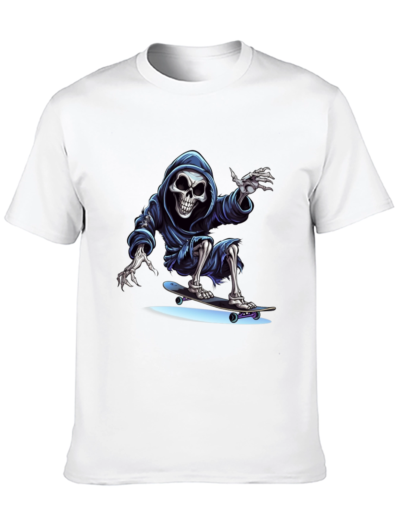 Skateboarding Grim Reaper Graphic Tee - Cool Skeleton Shirt