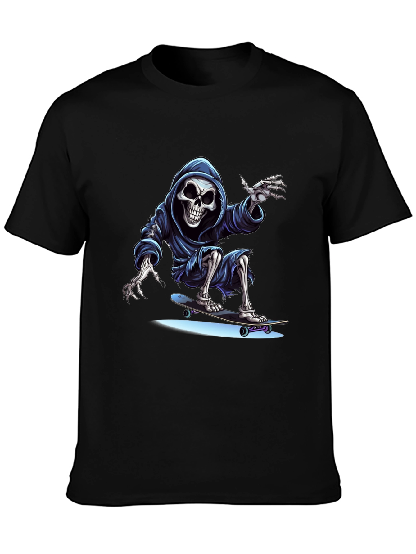 Skateboarding Grim Reaper Graphic Tee - Cool Skeleton Shirt