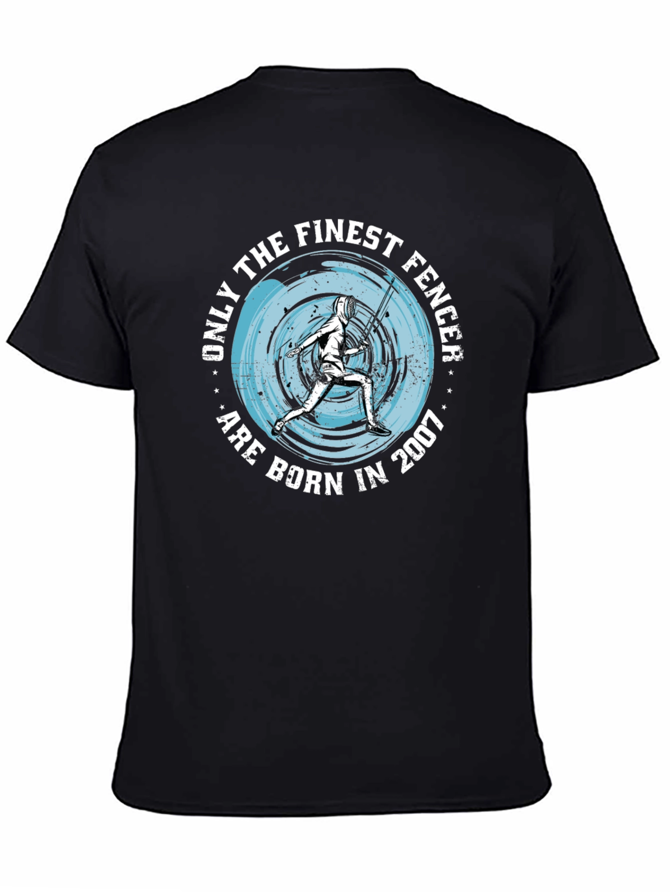 Finest Fencer Born in 2007 Black Graphic T-Shirt