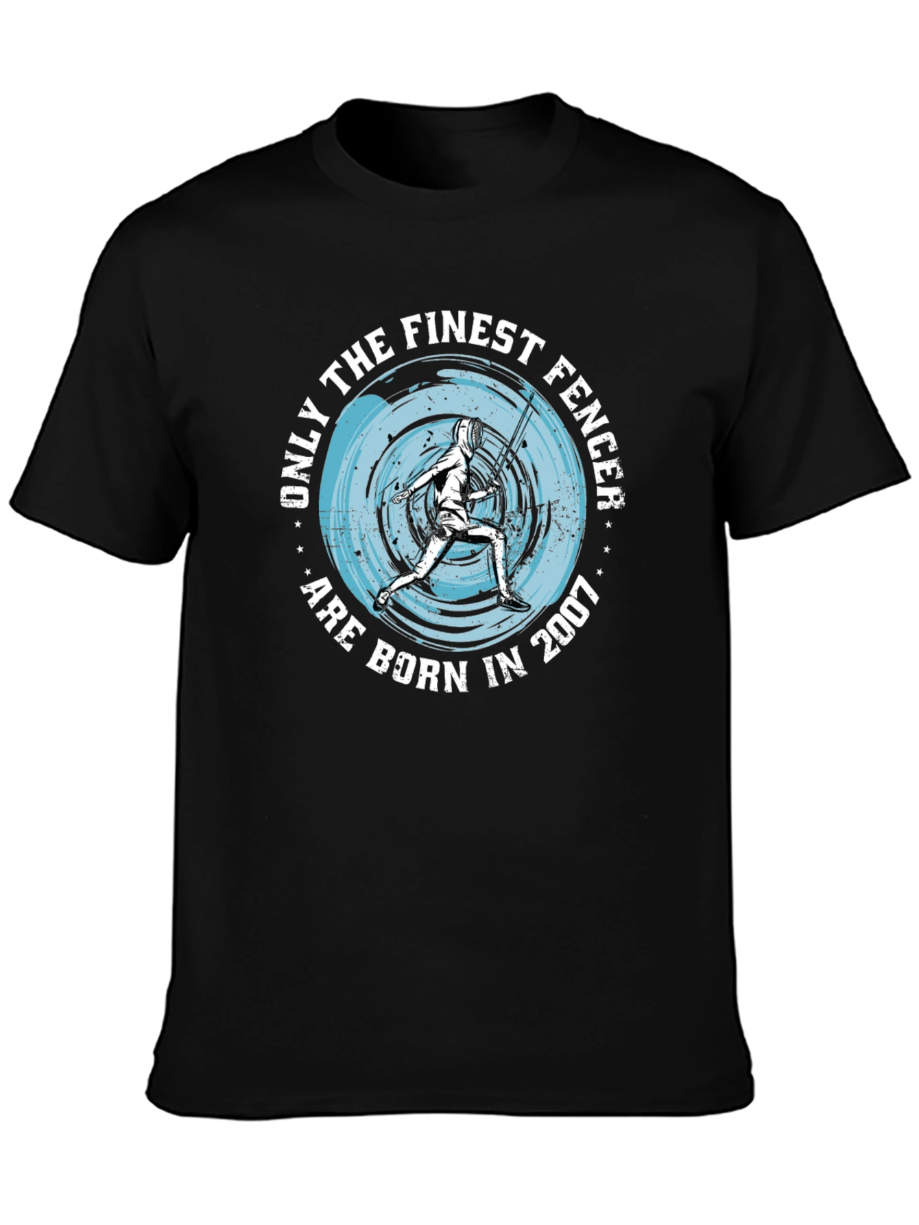 Finest Fencer Born in 2007 Black Graphic T-Shirt