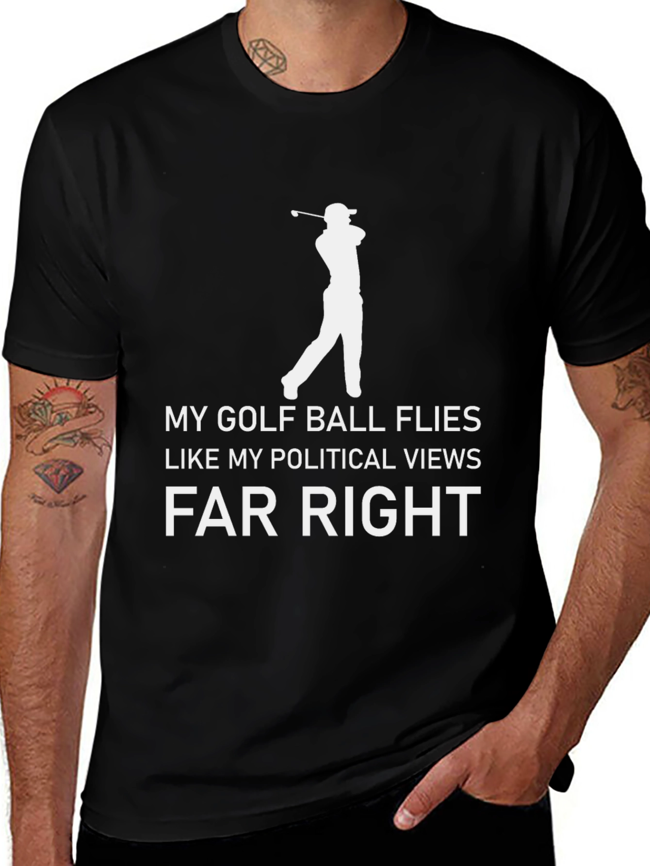 Political Humor Golf T-Shirt - Flies Far Right!