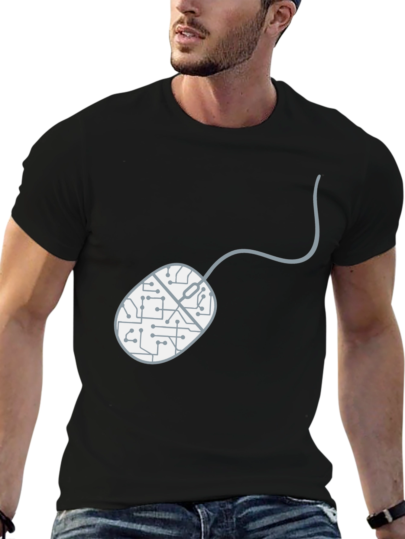 Circuit Board Mouse Graphic T-Shirt