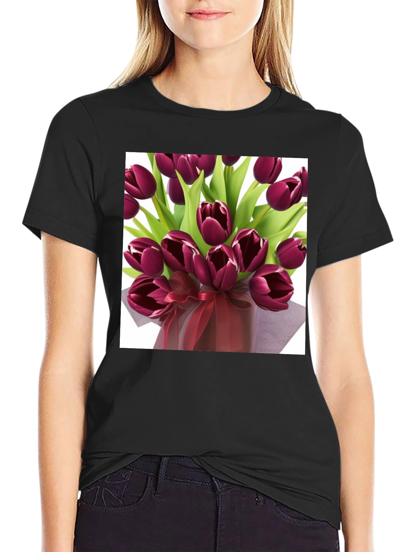 Tulip Bouquet Graphic Tee - Stylish Floral Design