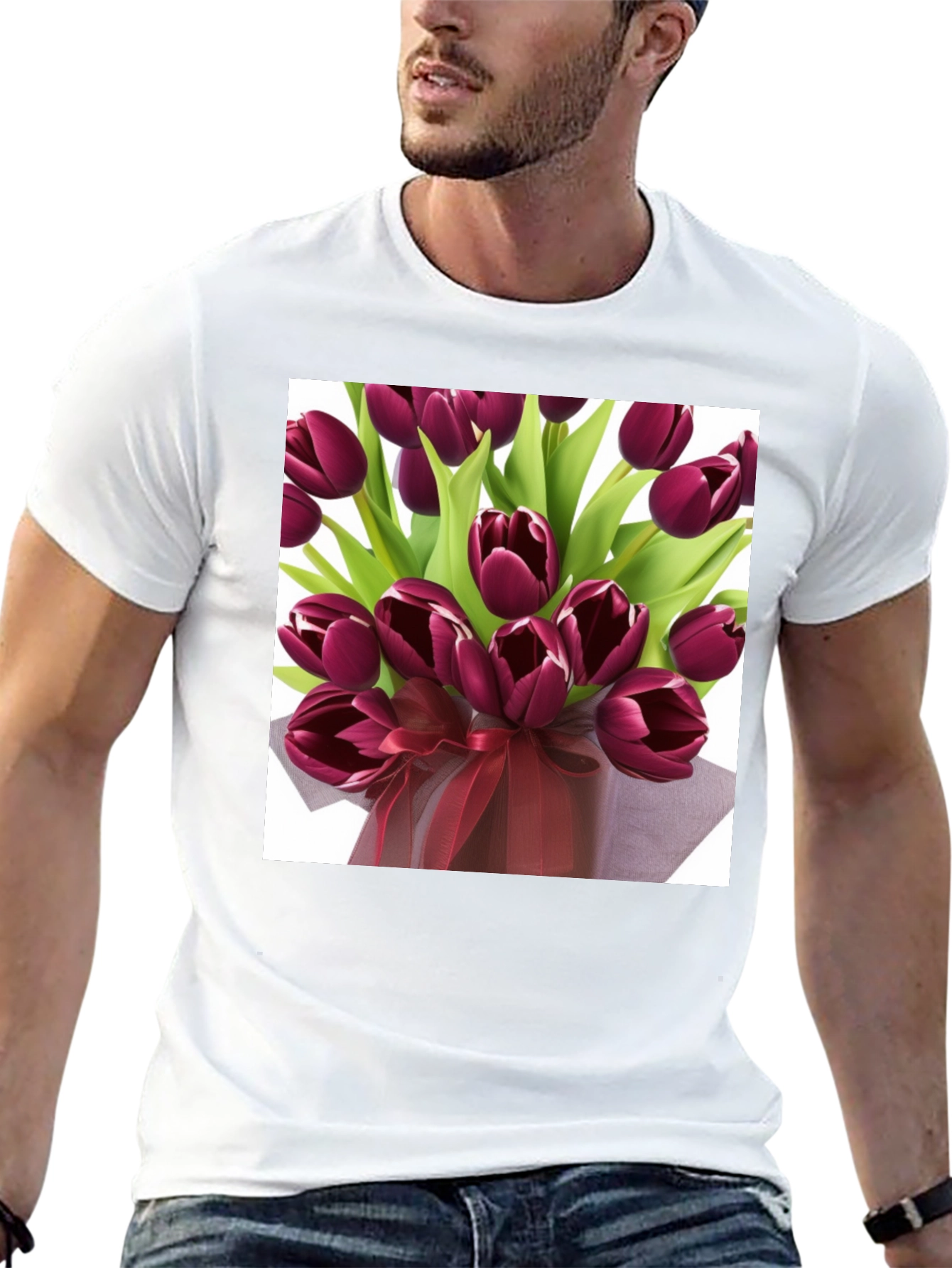 Tulip Bouquet Graphic Tee - Stylish Floral Design