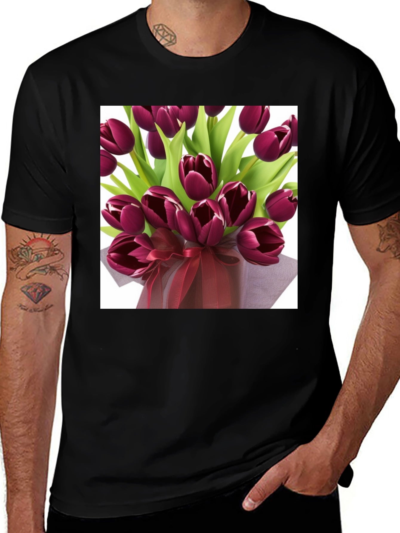 Tulip Bouquet Graphic Tee - Stylish Floral Design