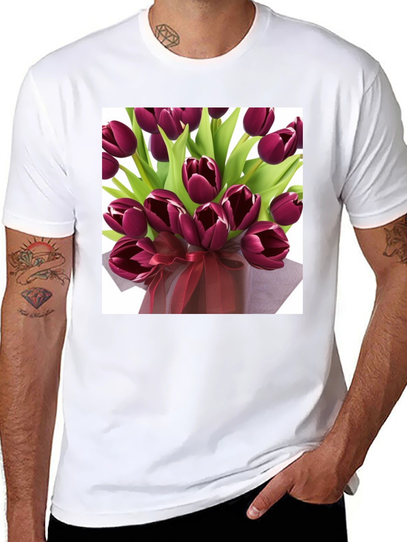 Tulip Bouquet Graphic Tee - Stylish Floral Design