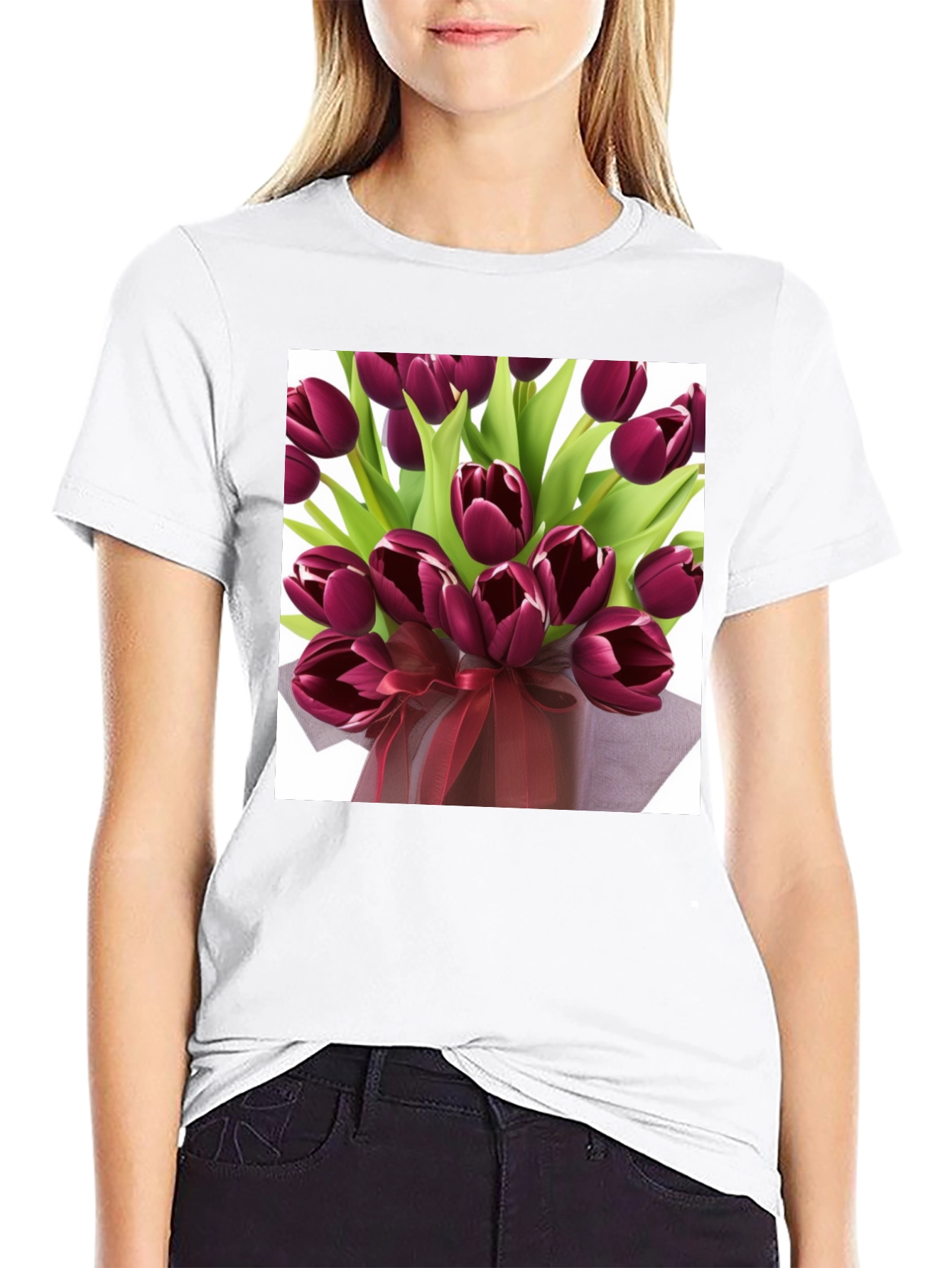 Tulip Bouquet Graphic Tee - Stylish Floral Design
