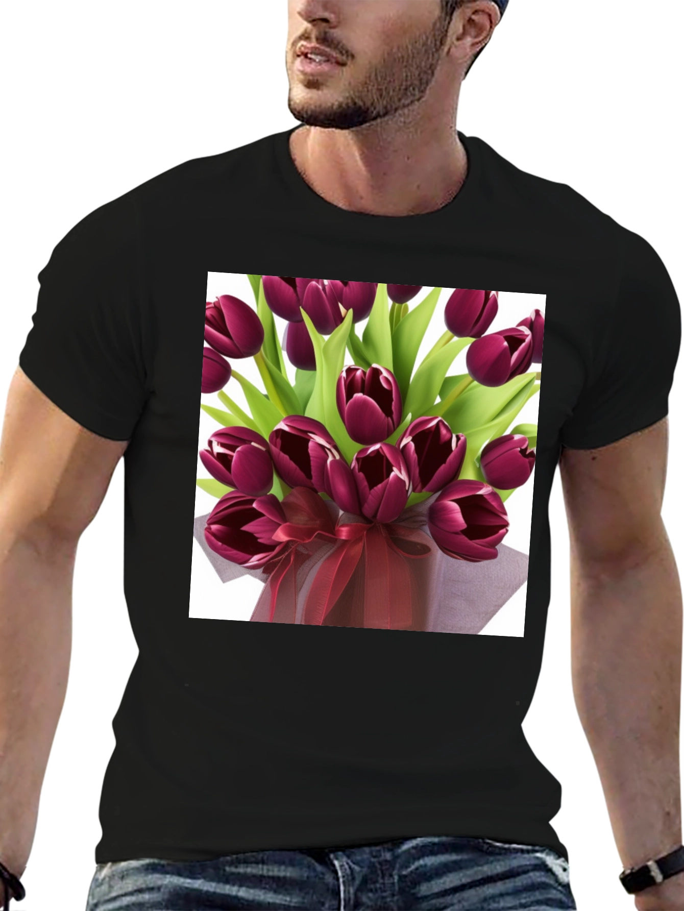 Tulip Bouquet Graphic Tee - Stylish Floral Design