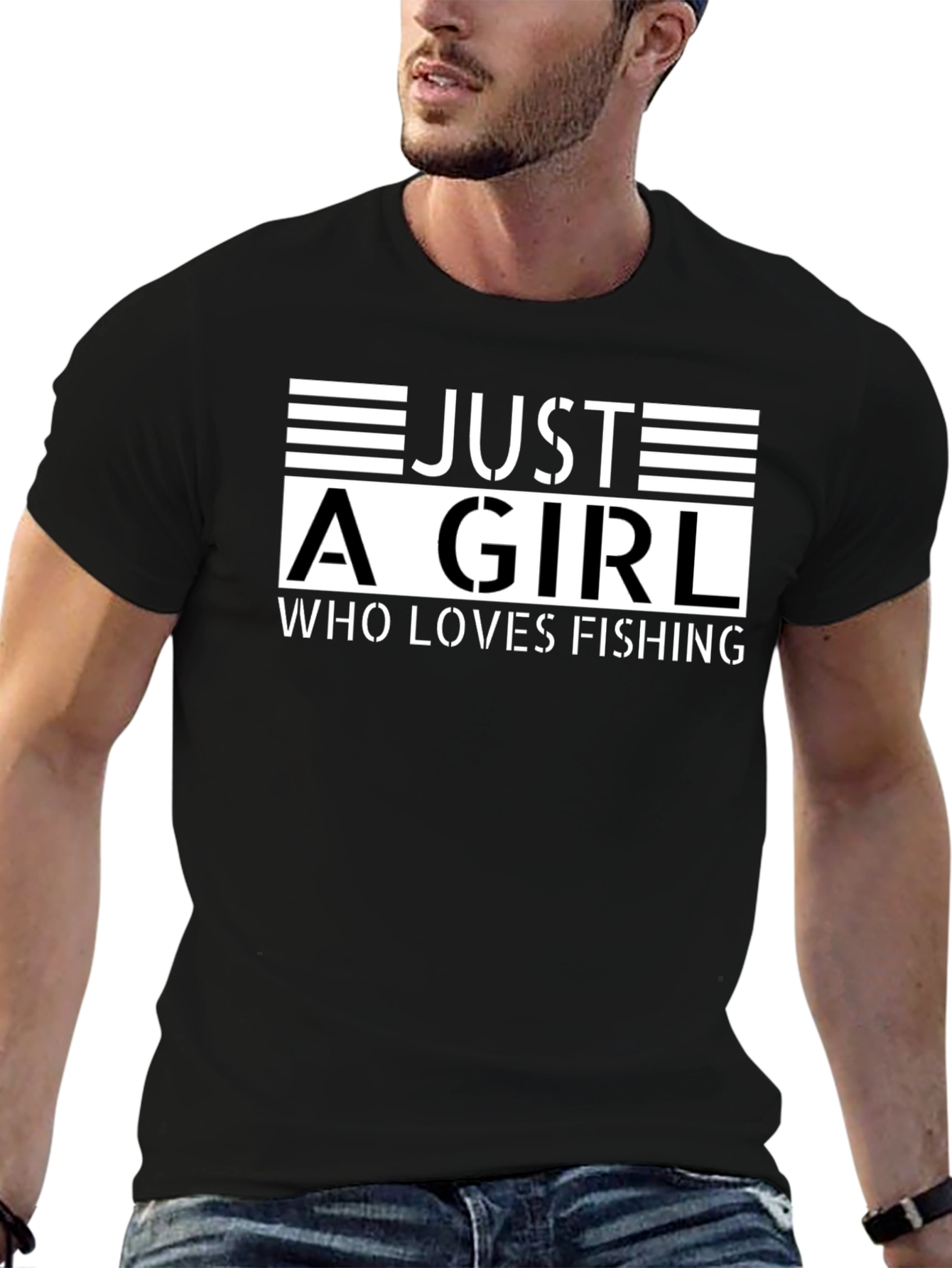 Just A Girl Who Loves Fishing Black T-Shirt