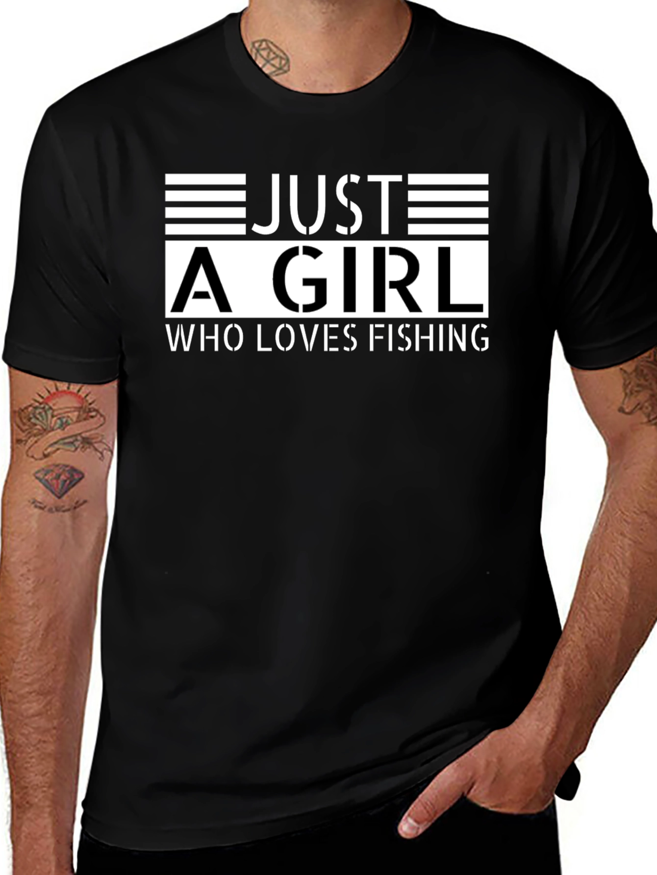 Just A Girl Who Loves Fishing Black T-Shirt