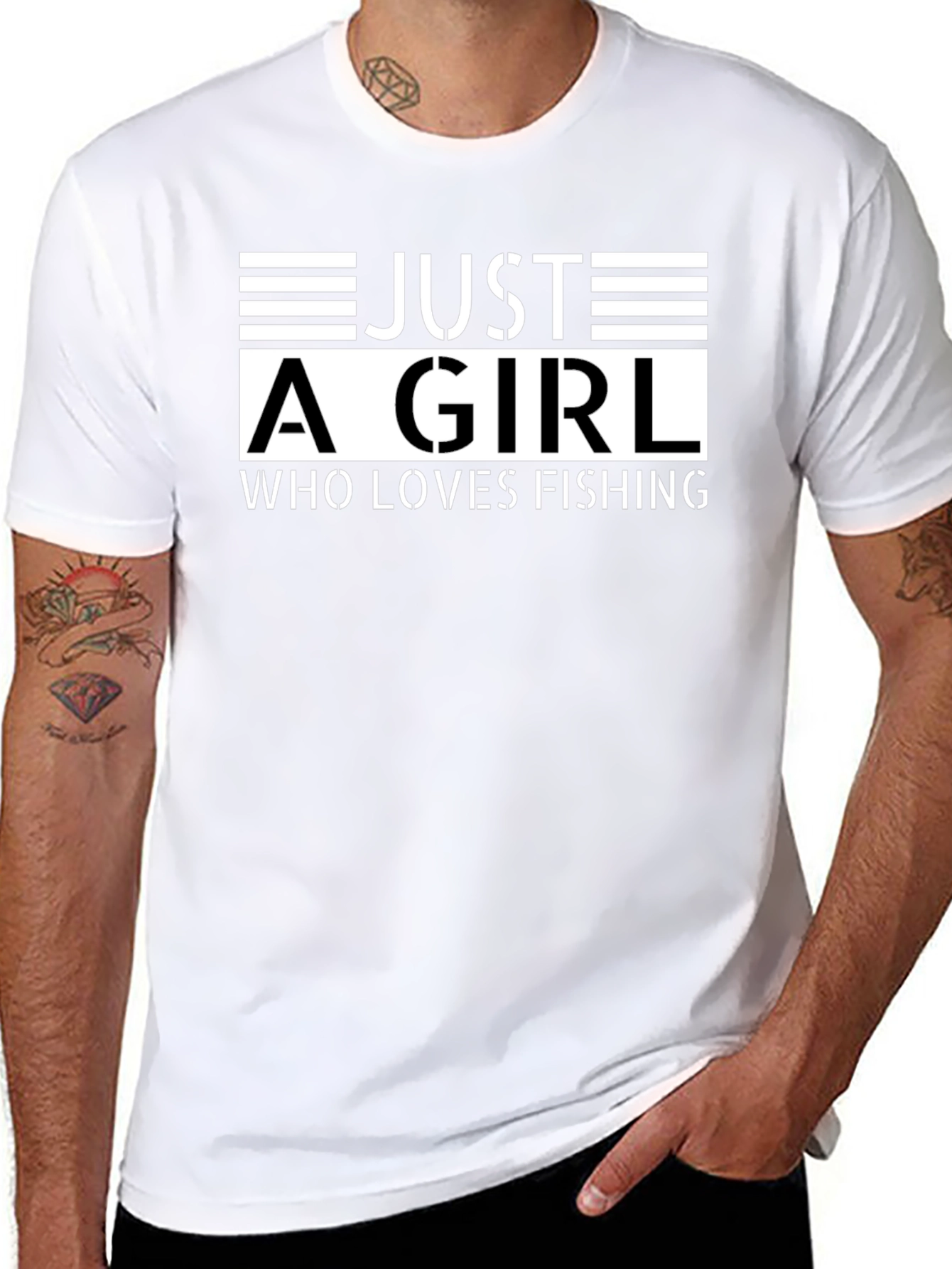Just A Girl Who Loves Fishing Black T-Shirt