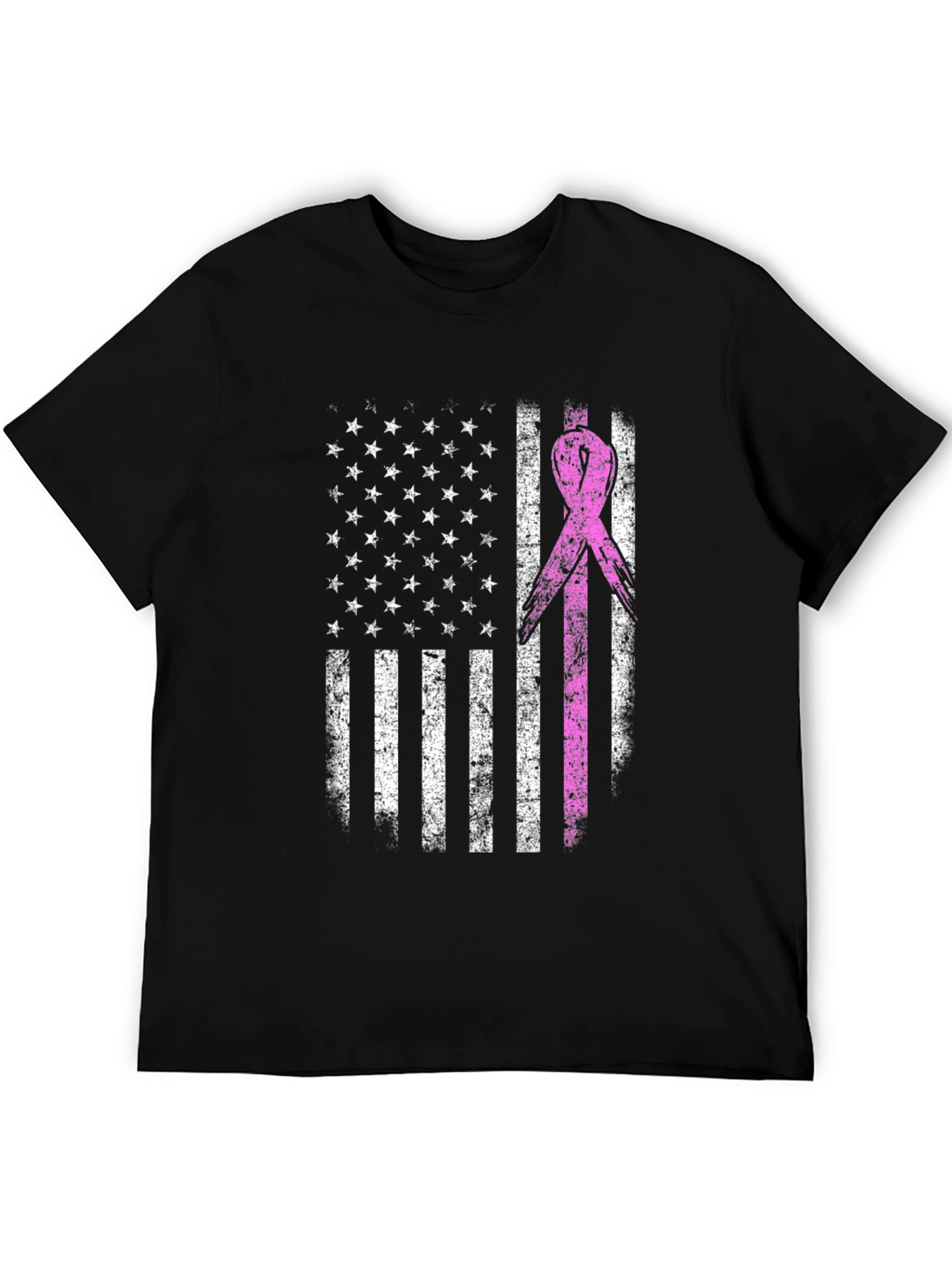 Breast Cancer Awareness US Flag T-Shirt