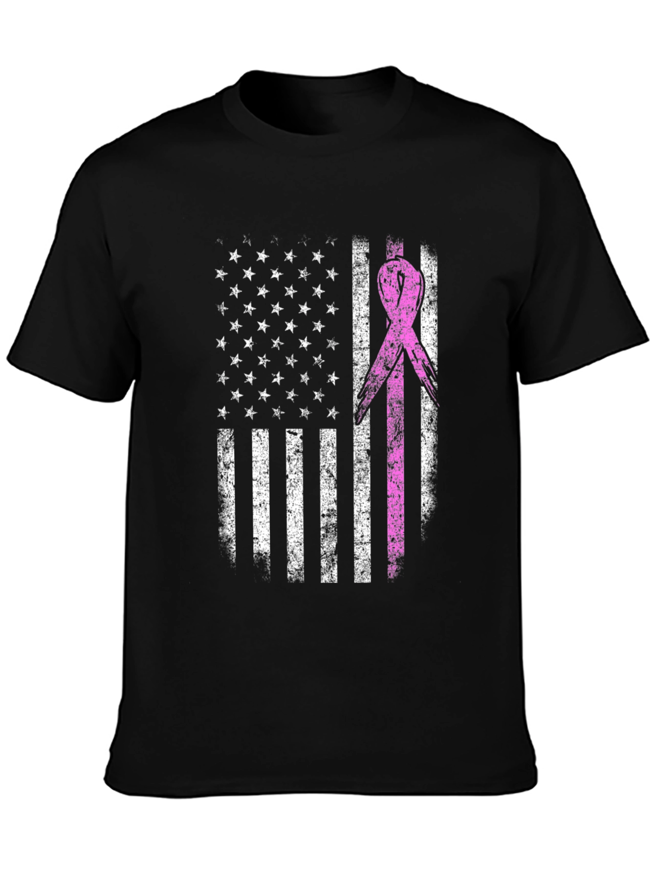 Breast Cancer Awareness US Flag T-Shirt