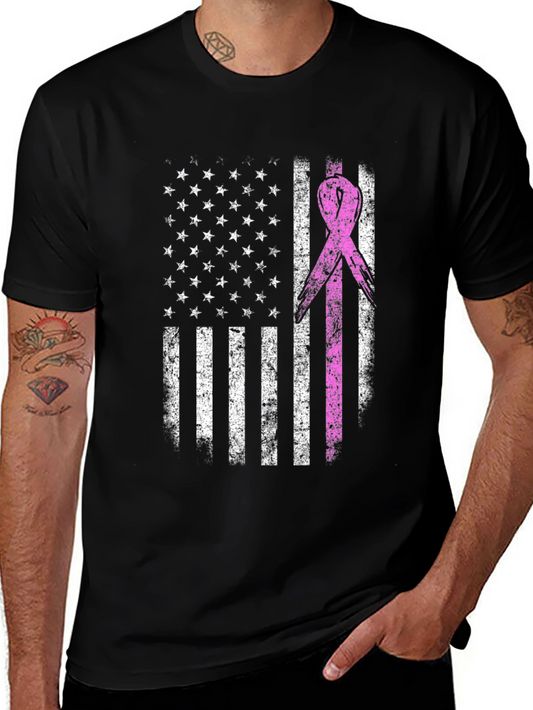 Breast Cancer Awareness US Flag T-Shirt