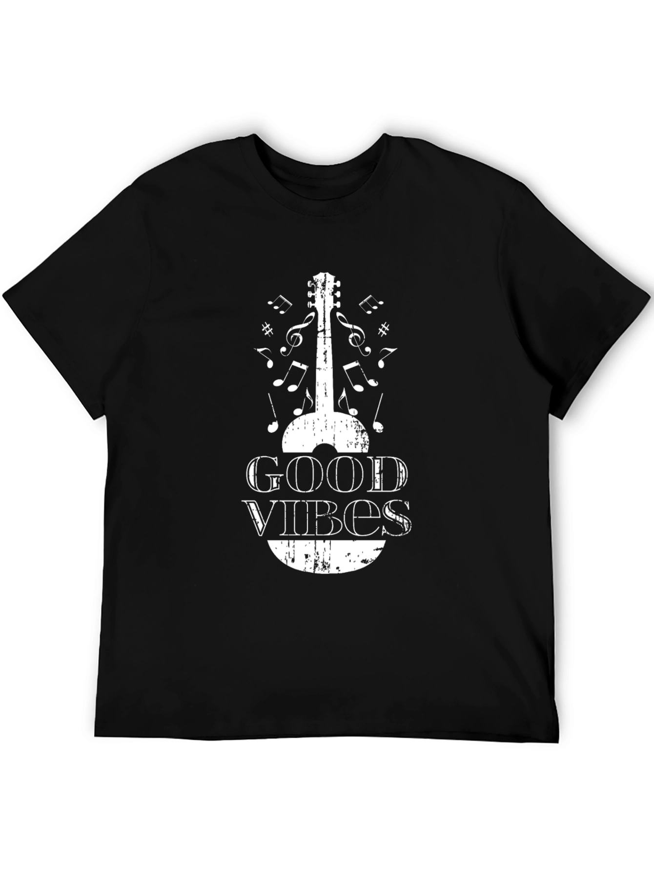 Good Vibes Guitar Graphic T-Shirt - Black