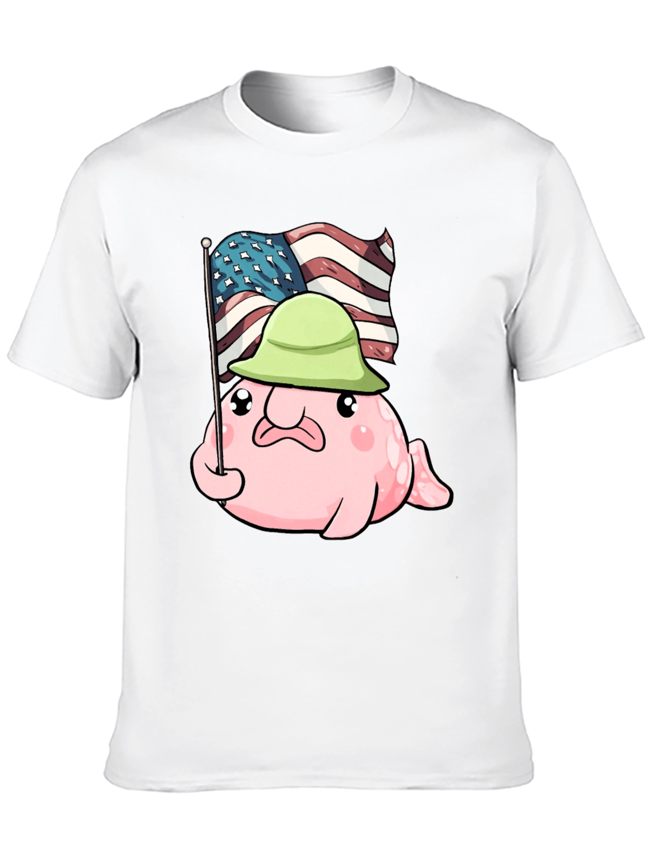 Funny Blobfish USA Flag Graphic T-Shirt