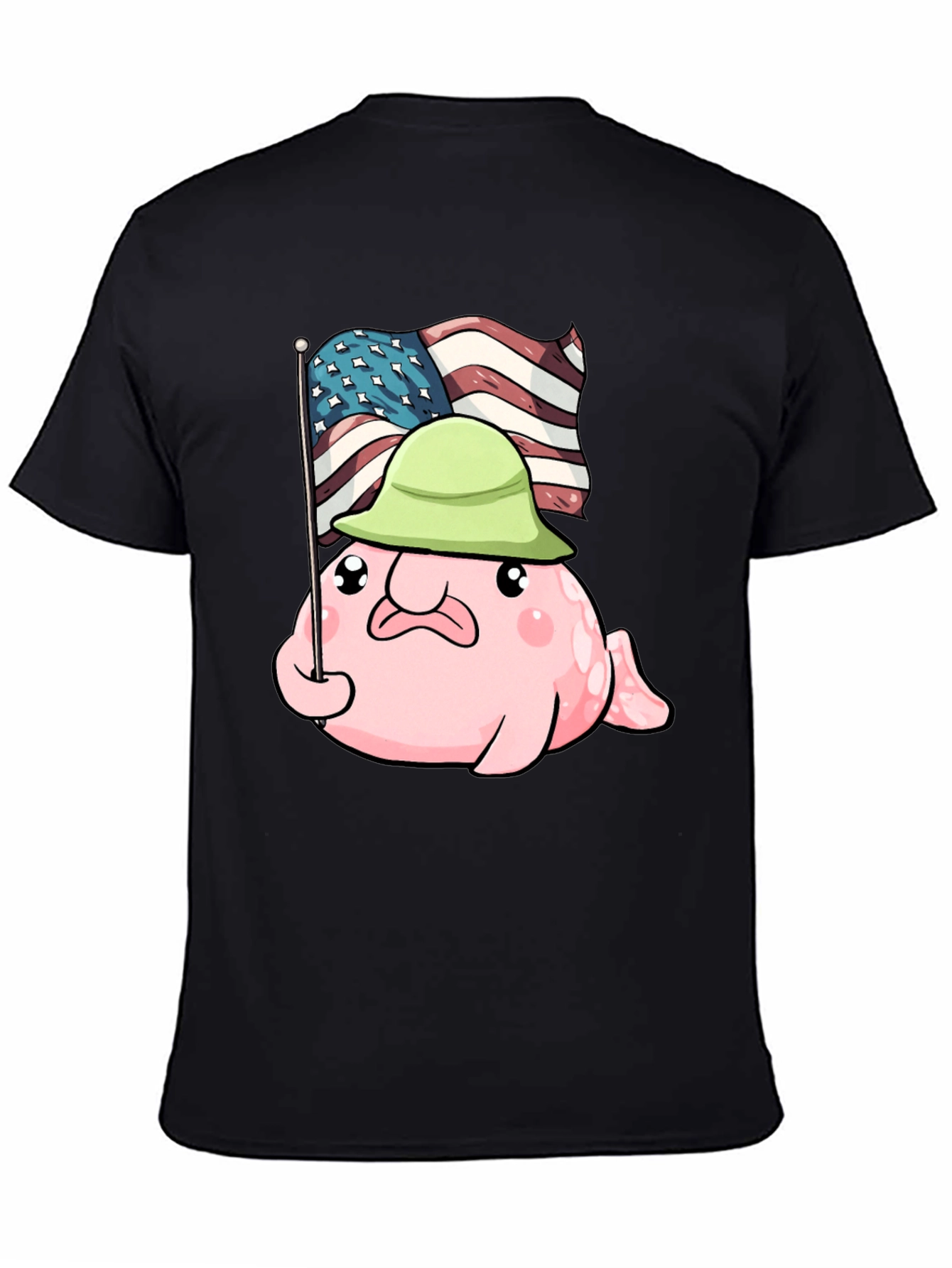 Funny Blobfish USA Flag Graphic T-Shirt