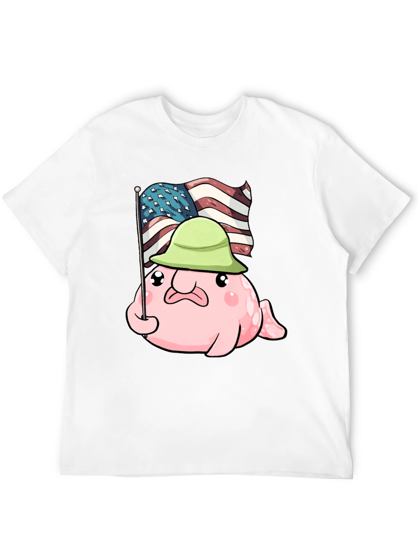 Funny Blobfish USA Flag Graphic T-Shirt