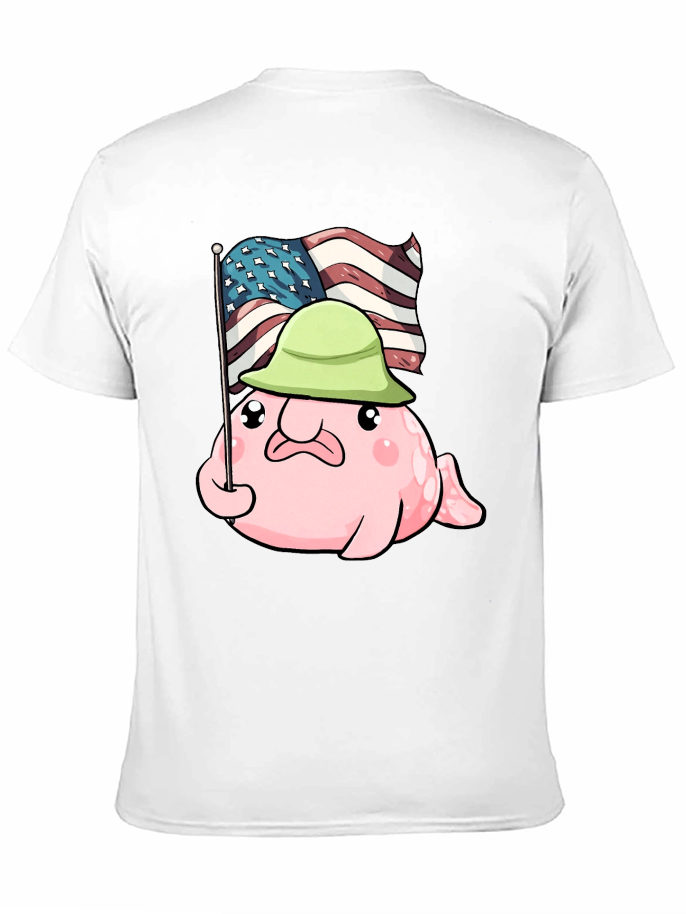 Funny Blobfish USA Flag Graphic T-Shirt